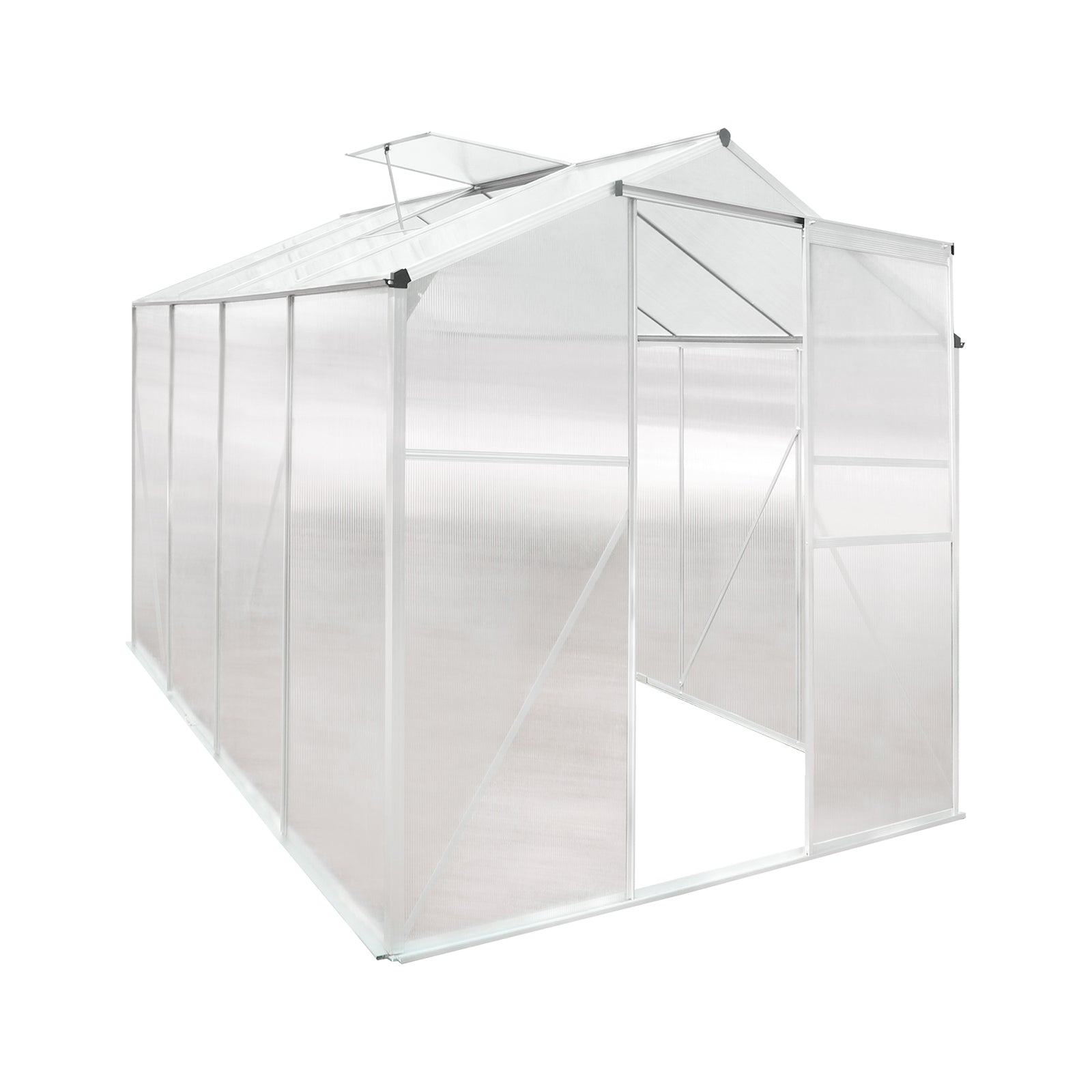 Livsip Greenhouse Aluminium Green House Shed Polycarbonate Walk in 2.52x1.9M - Sunyee