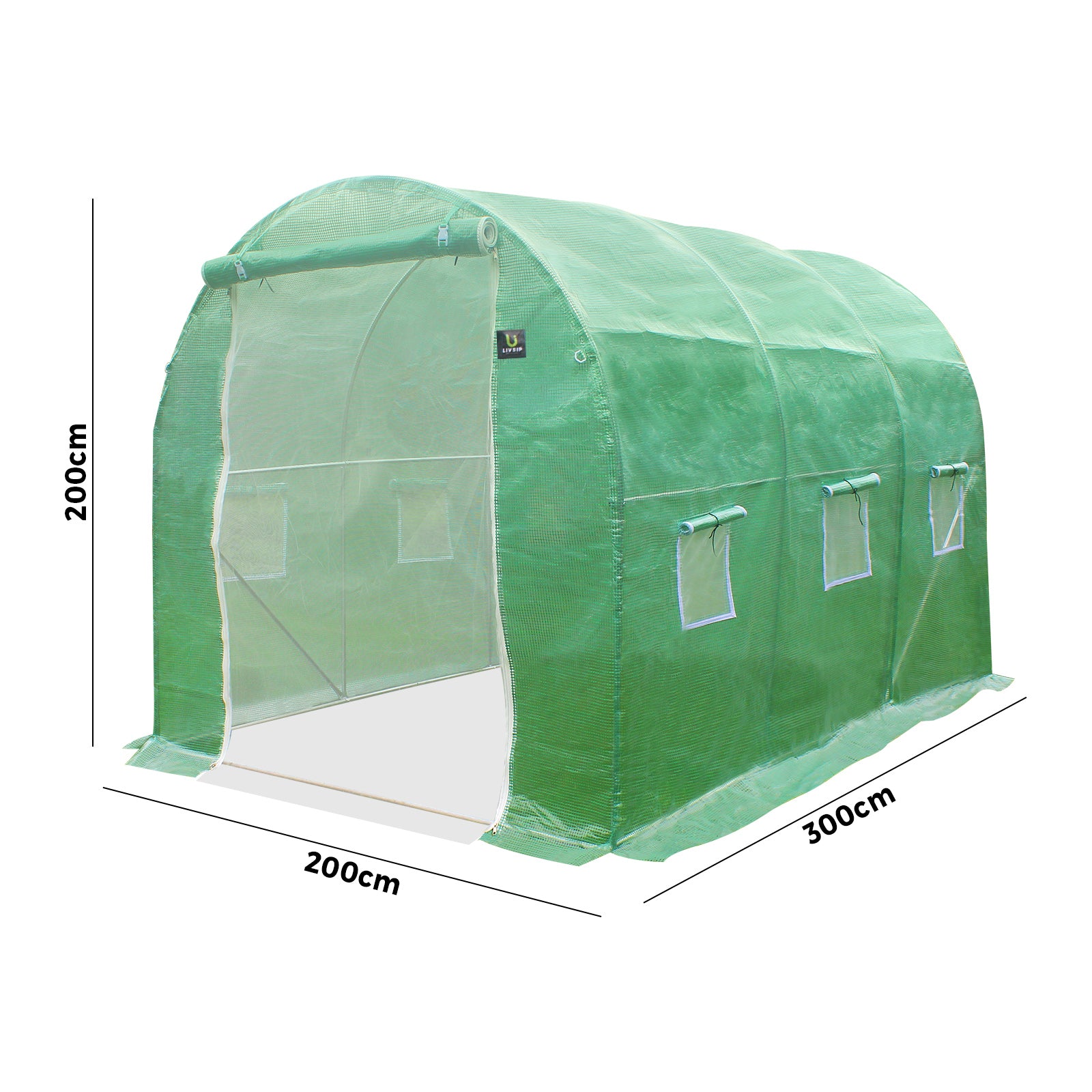Livsip Greenhouse Walk in Garden Shed Green House 3X2X2M Plant Storage Lawn - Sunyee