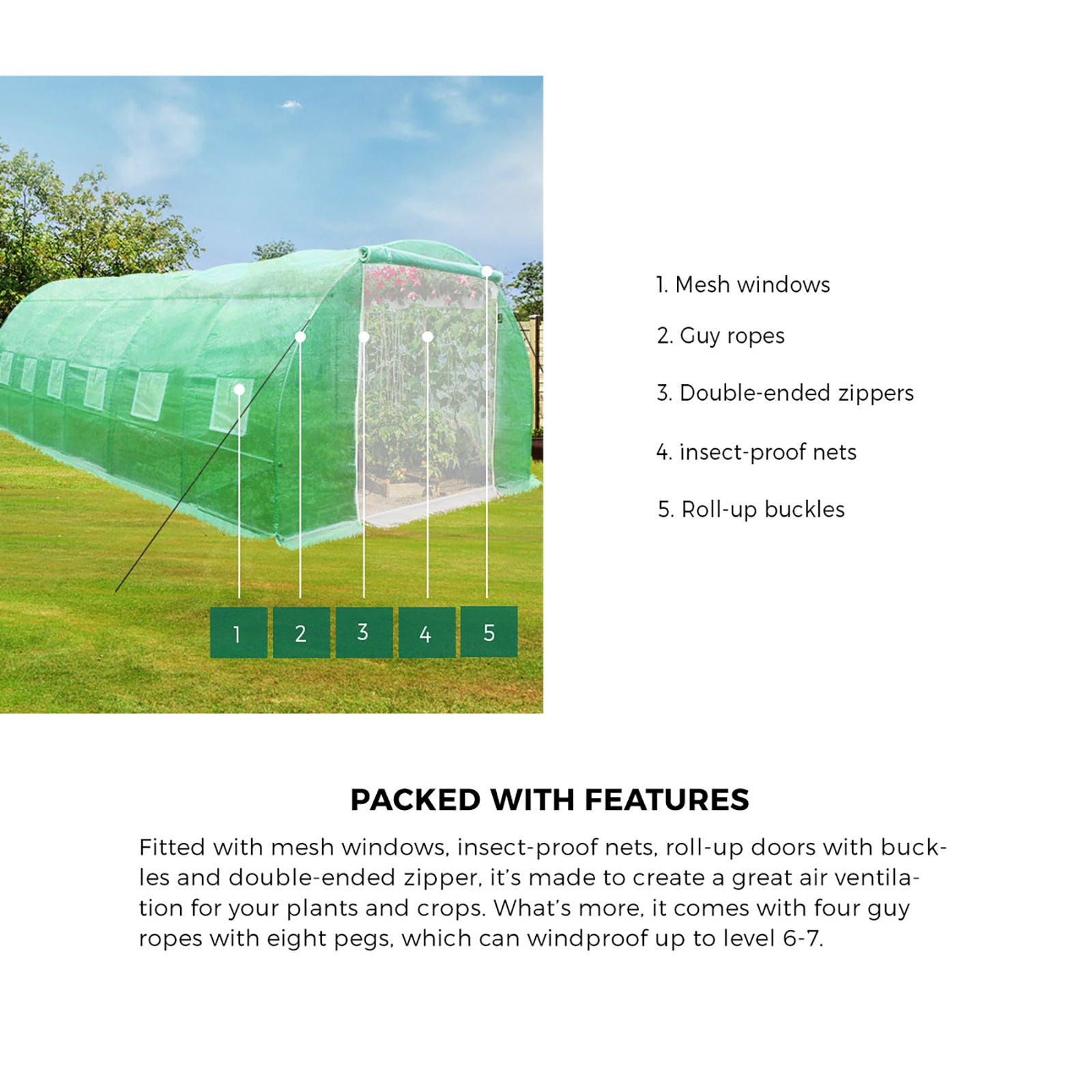 Livsip Greenhouse 6MX3M Walk in Green House Tunnel Plant Garden Shed Storage - Sunyee