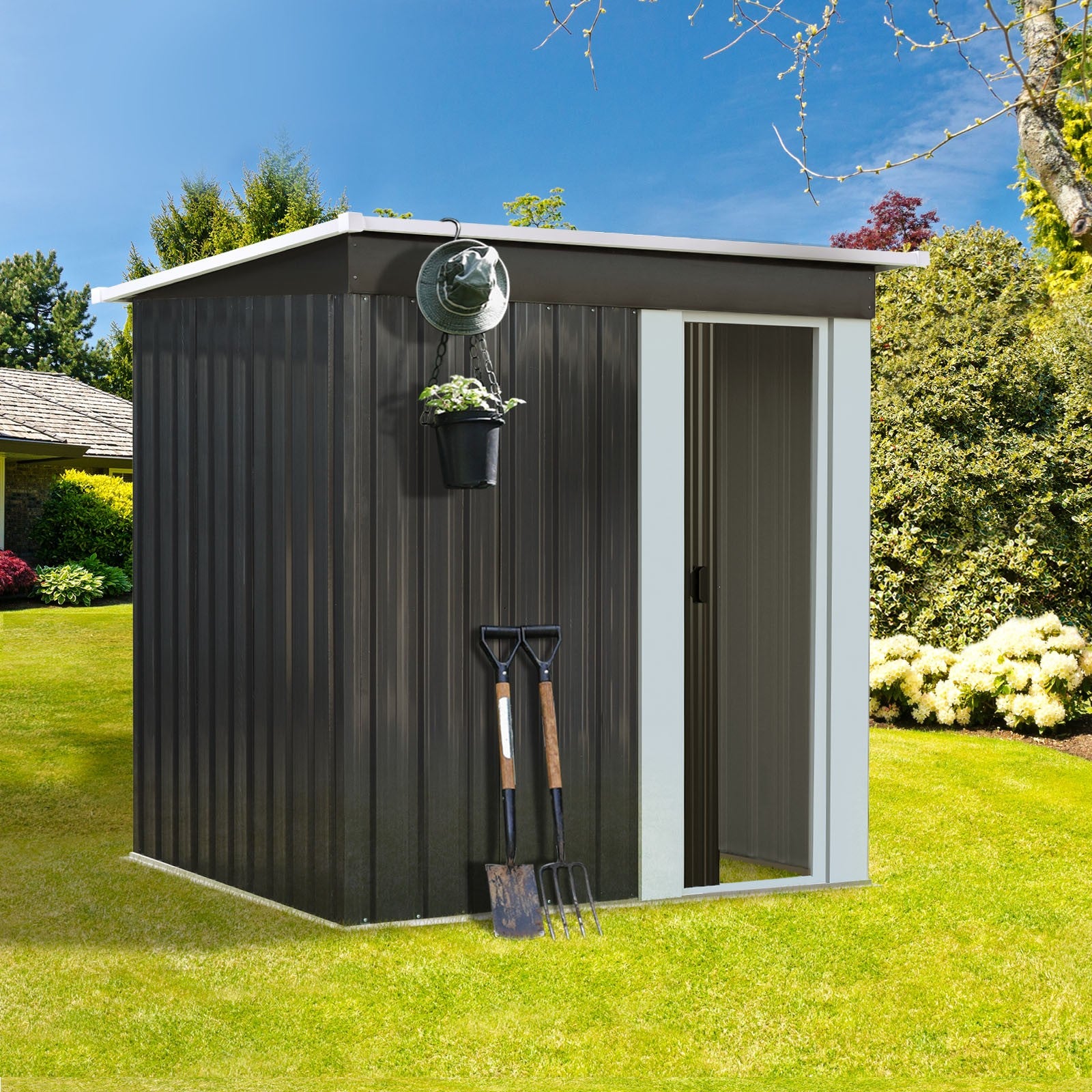 Livsip Garden Shed Outdoor Storage Sheds 1.62x0.86M Workshop Cabin Metal House - Sunyee