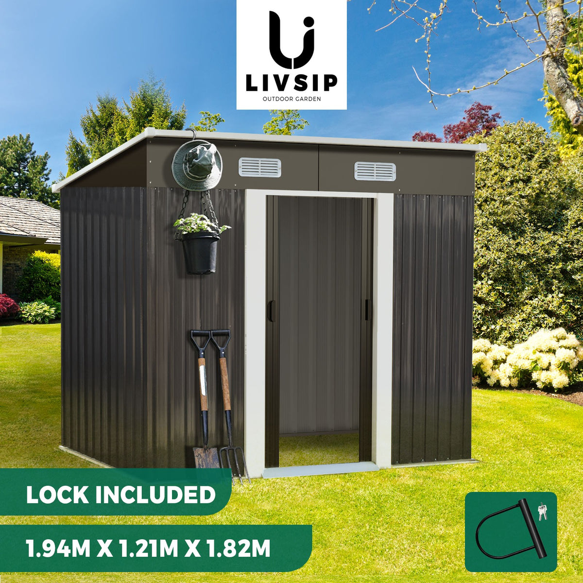 Livsip Garden Shed Sheds Outdoor Storage Workshop Cabin Garden Base Tool House - Sunyee