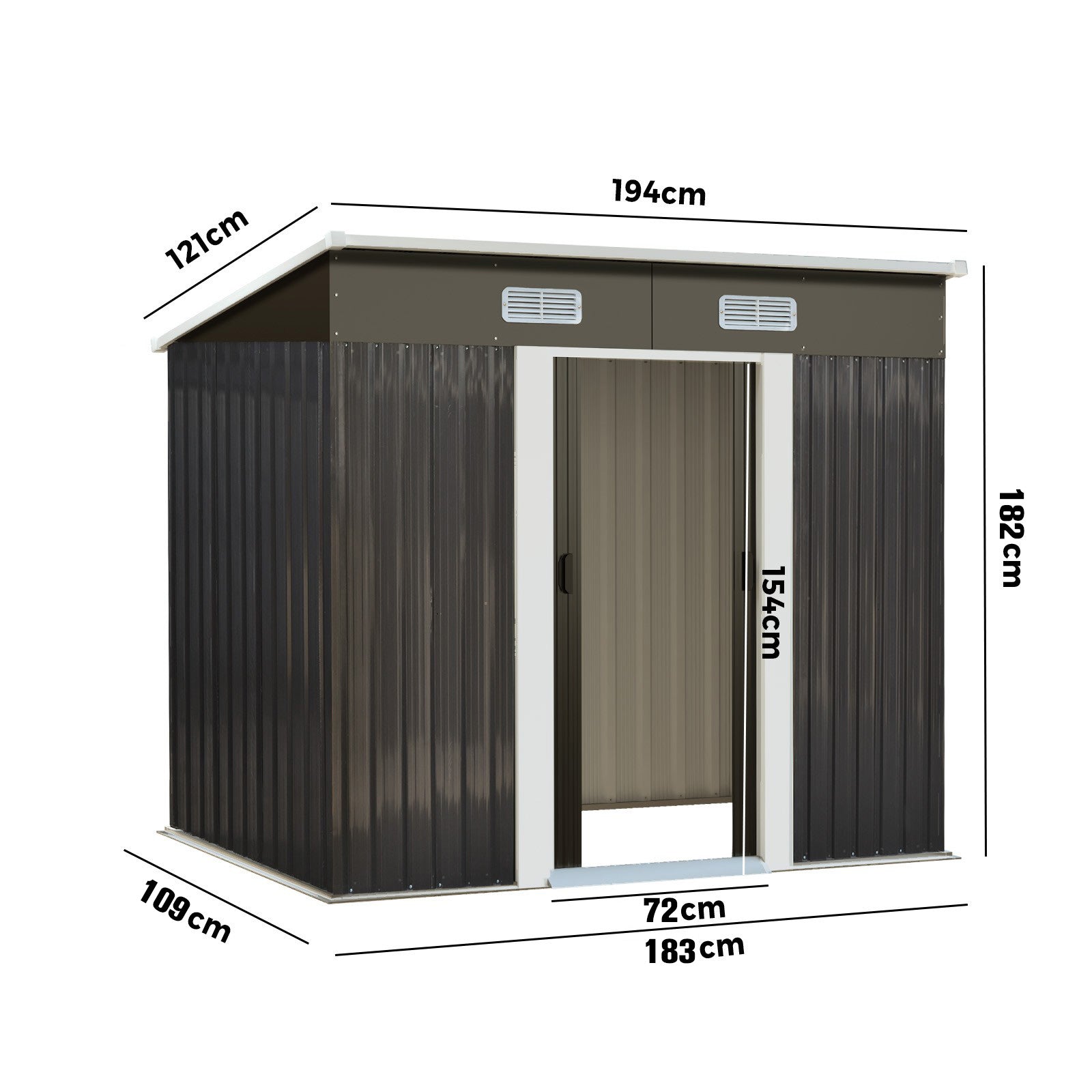 Livsip Garden Shed Outdoor Storage Sheds 1.94x1.21M Workshop Cabin Metal House - Sunyee