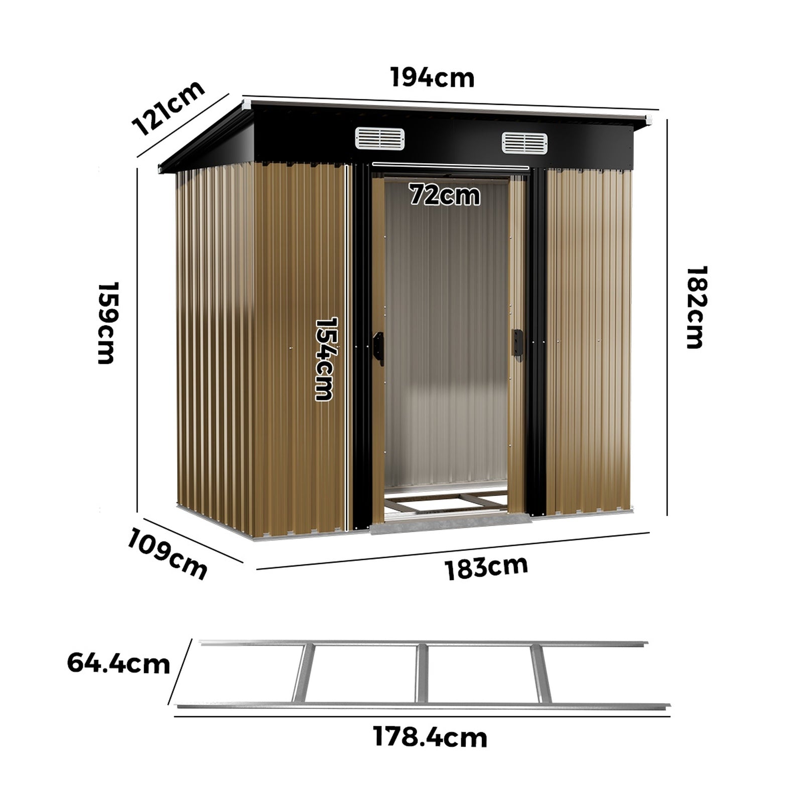 Livsip Garden Shed 1.94x1.21M Outdoor Storage Sheds With Base Workshop Shelter