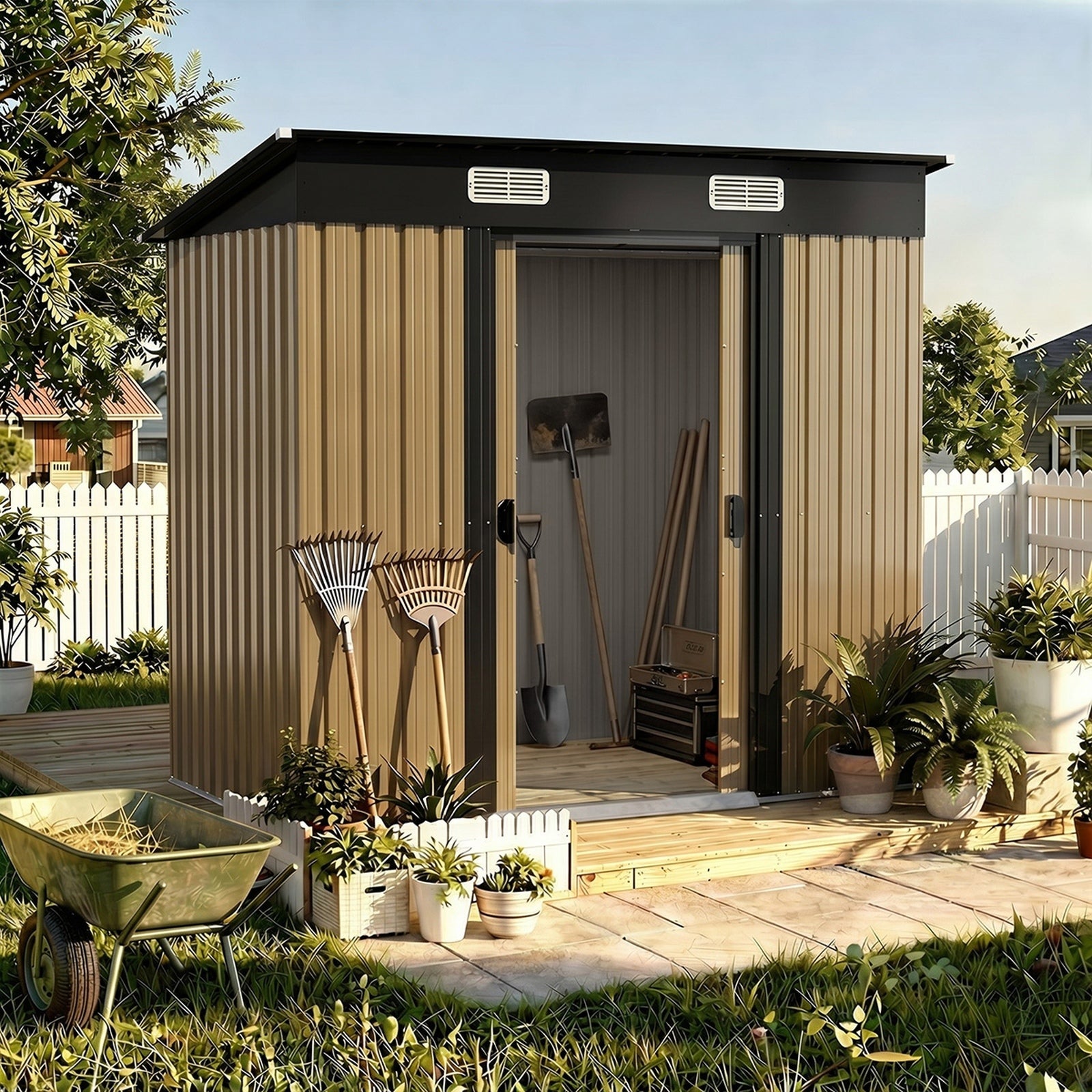 Livsip Garden Shed 1.94x1.21M Outdoor Storage Tool Workshop Cabin Steel House