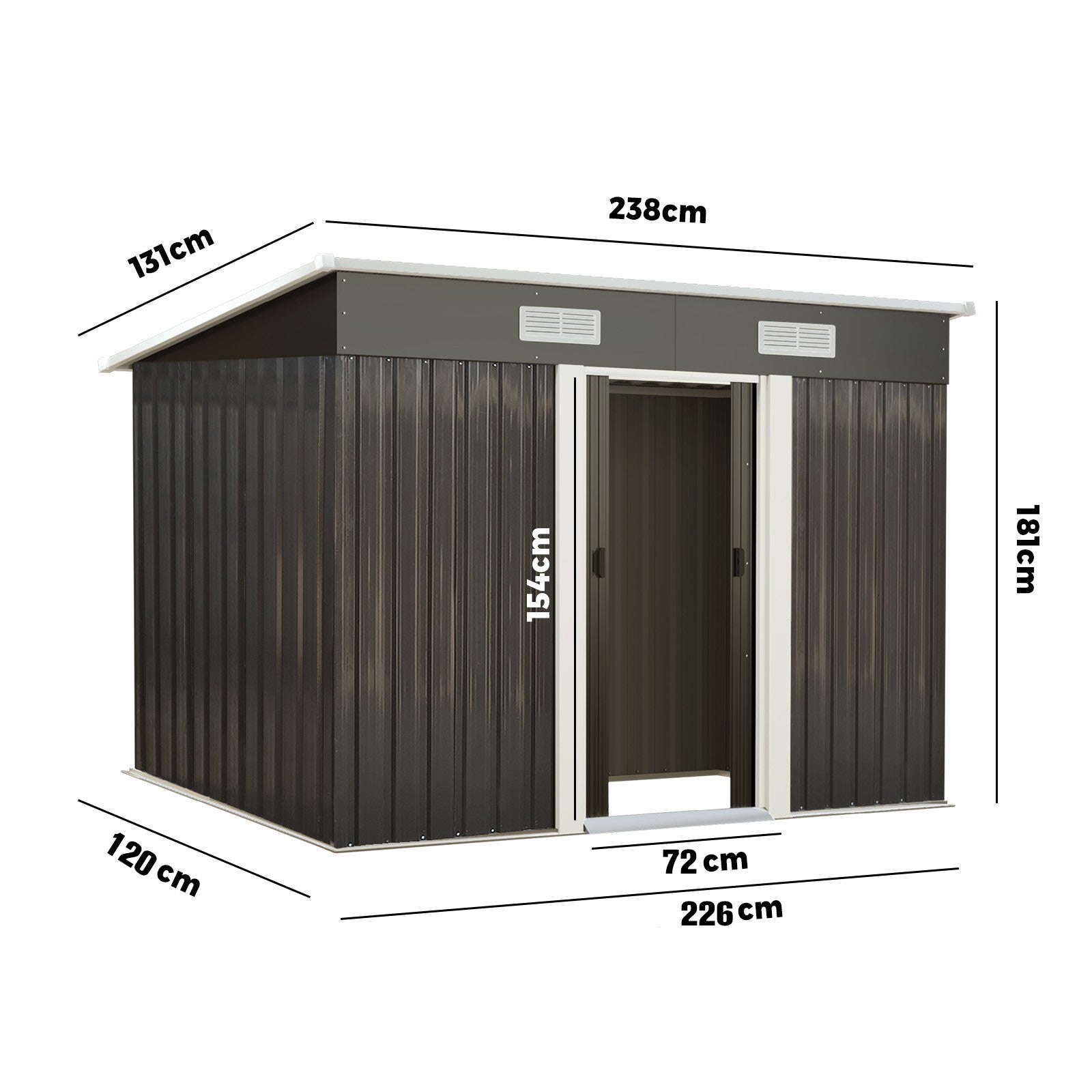 Livsip Garden Shed Outdoor Storage Sheds 2.38x1.31M Workshop Cabin Metal House - Sunyee