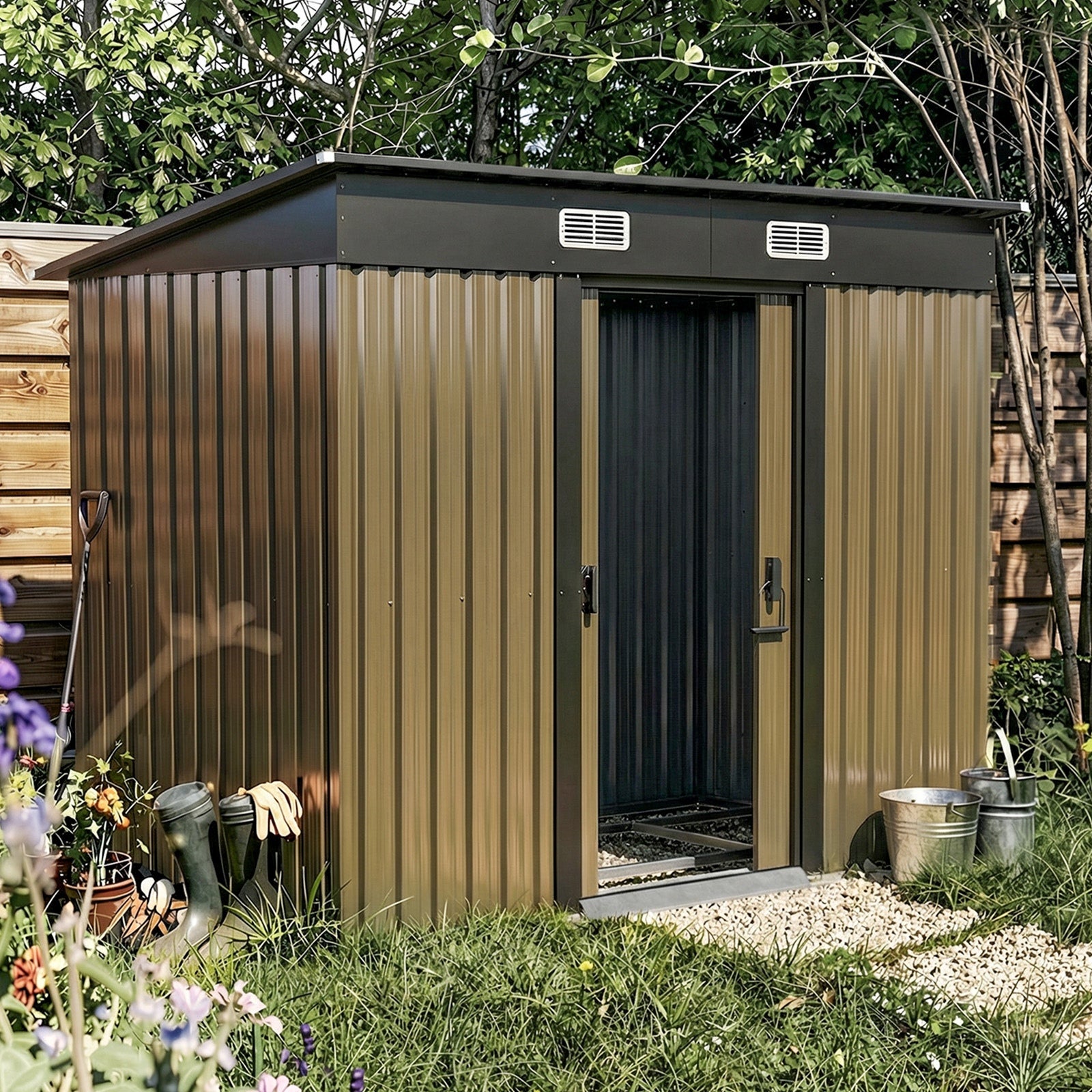 Livsip Garden Shed Outdoor Storage Sheds 2.38x1.31M Workshop Shelter With Base - Sunyee