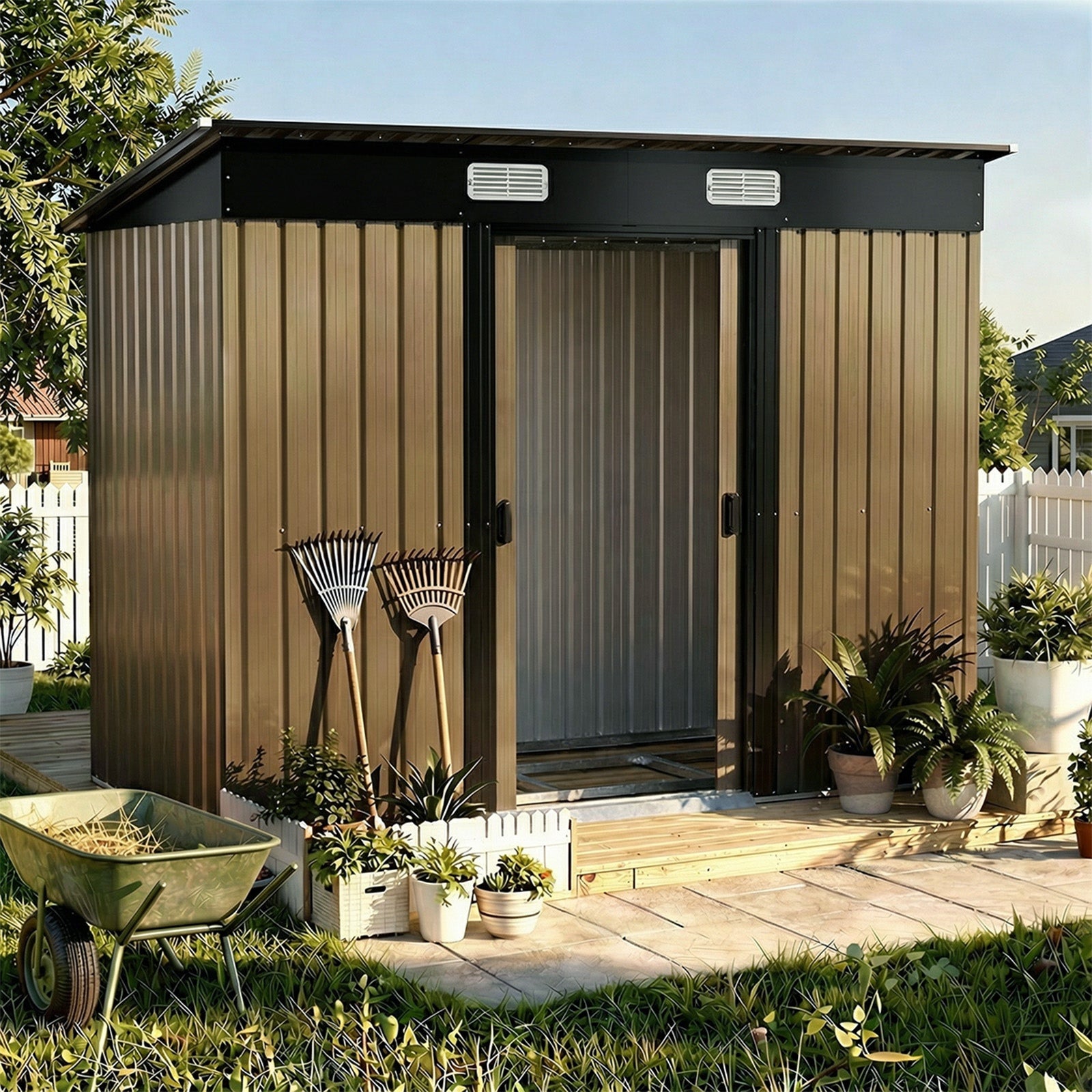 Livsip Garden Shed Outdoor Storage Sheds 2.38x1.31M Workshop Shelter With Base - Sunyee