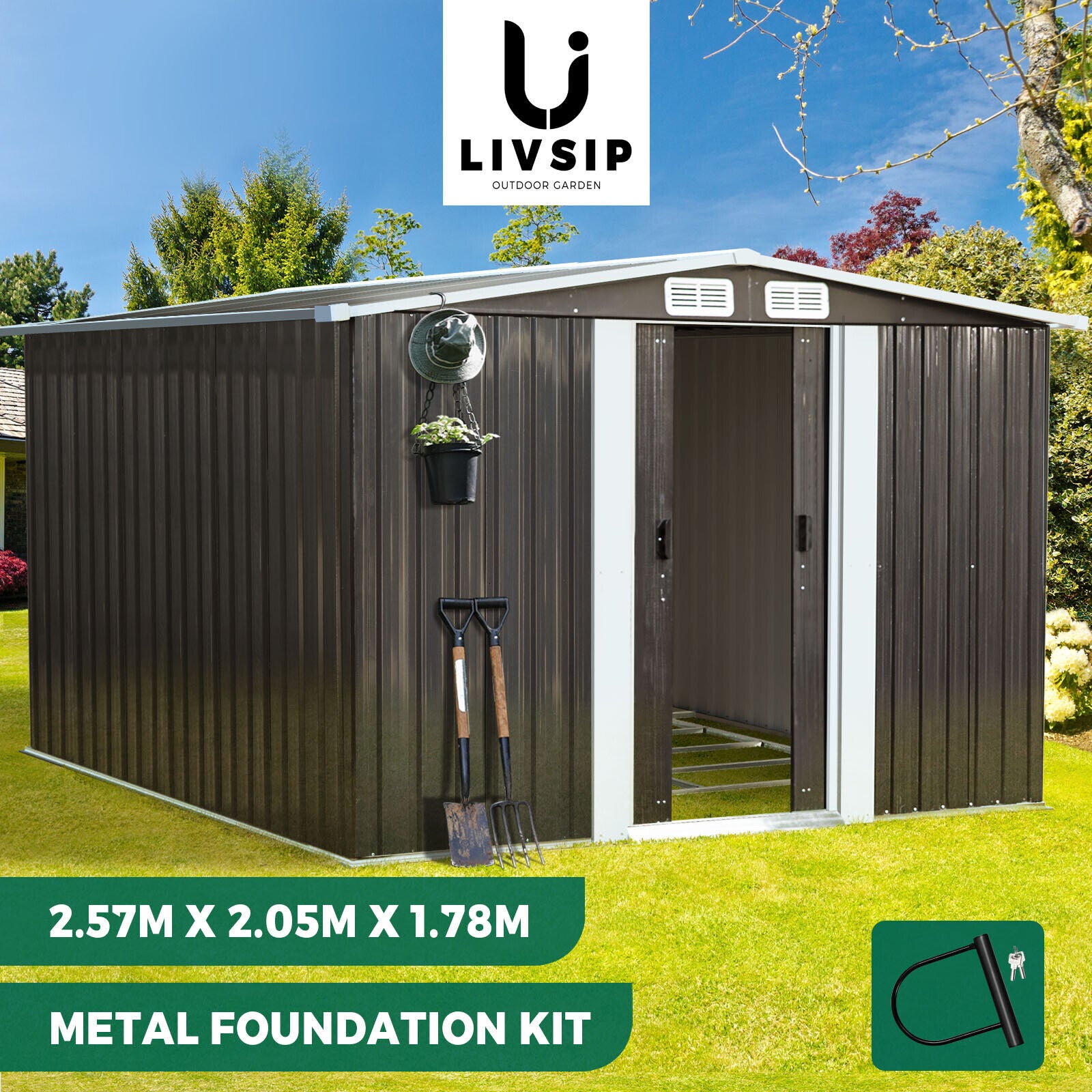 Livsip Garden Shed Sheds Outdoor Storage Workshop Cabin Garden Base Tool House - Sunyee