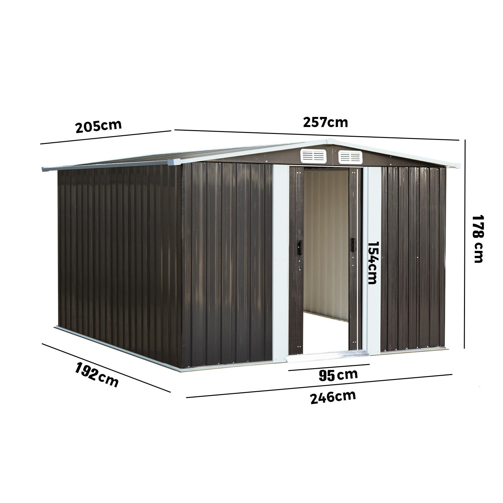 Livsip Garden Shed Outdoor Storage Sheds 2.57x2.05M Workshop Cabin Metal House - Sunyee