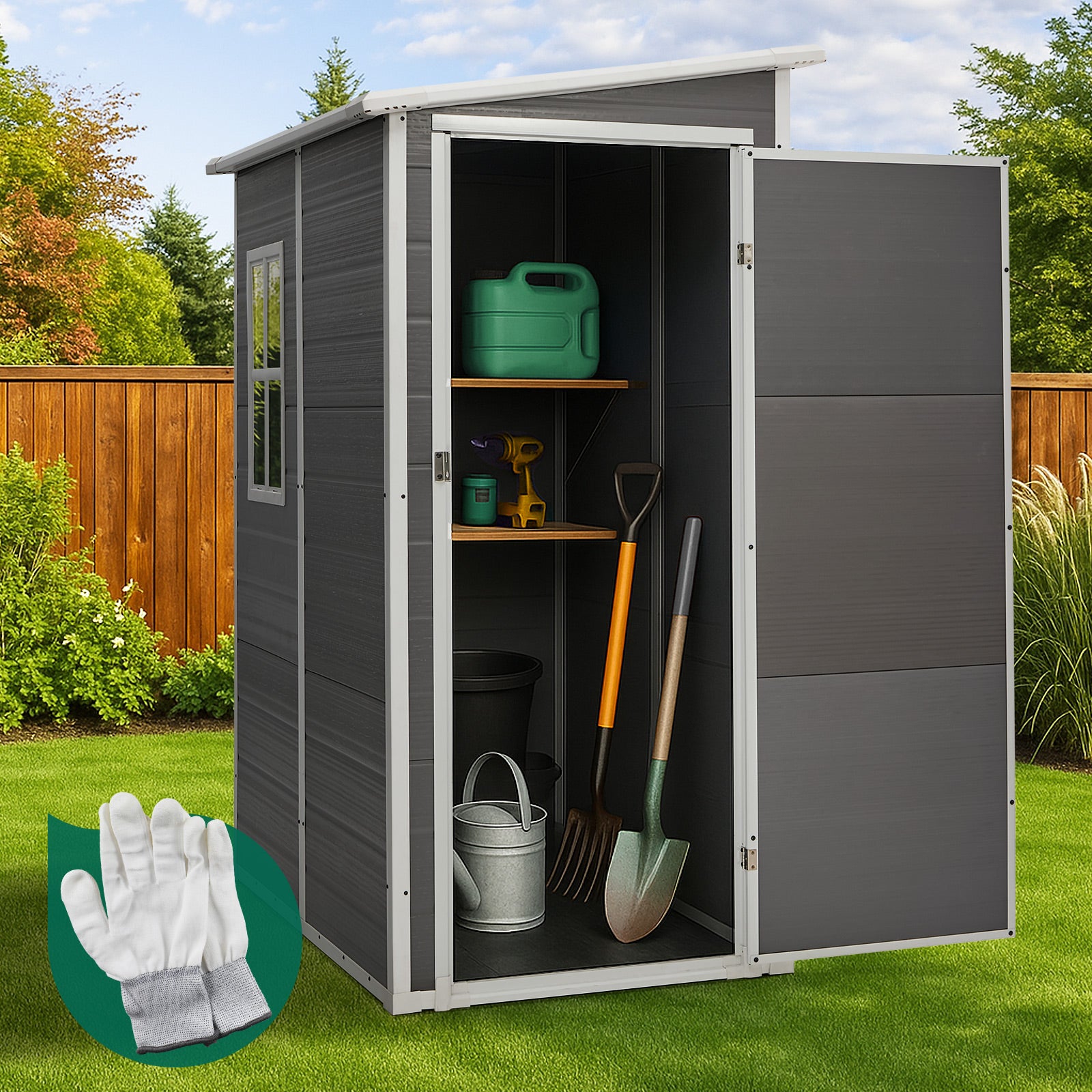 Livsip Garden Shed Outdoor Storage 1.52x1M Workshop Tool House Shelter Grey - Sunyee