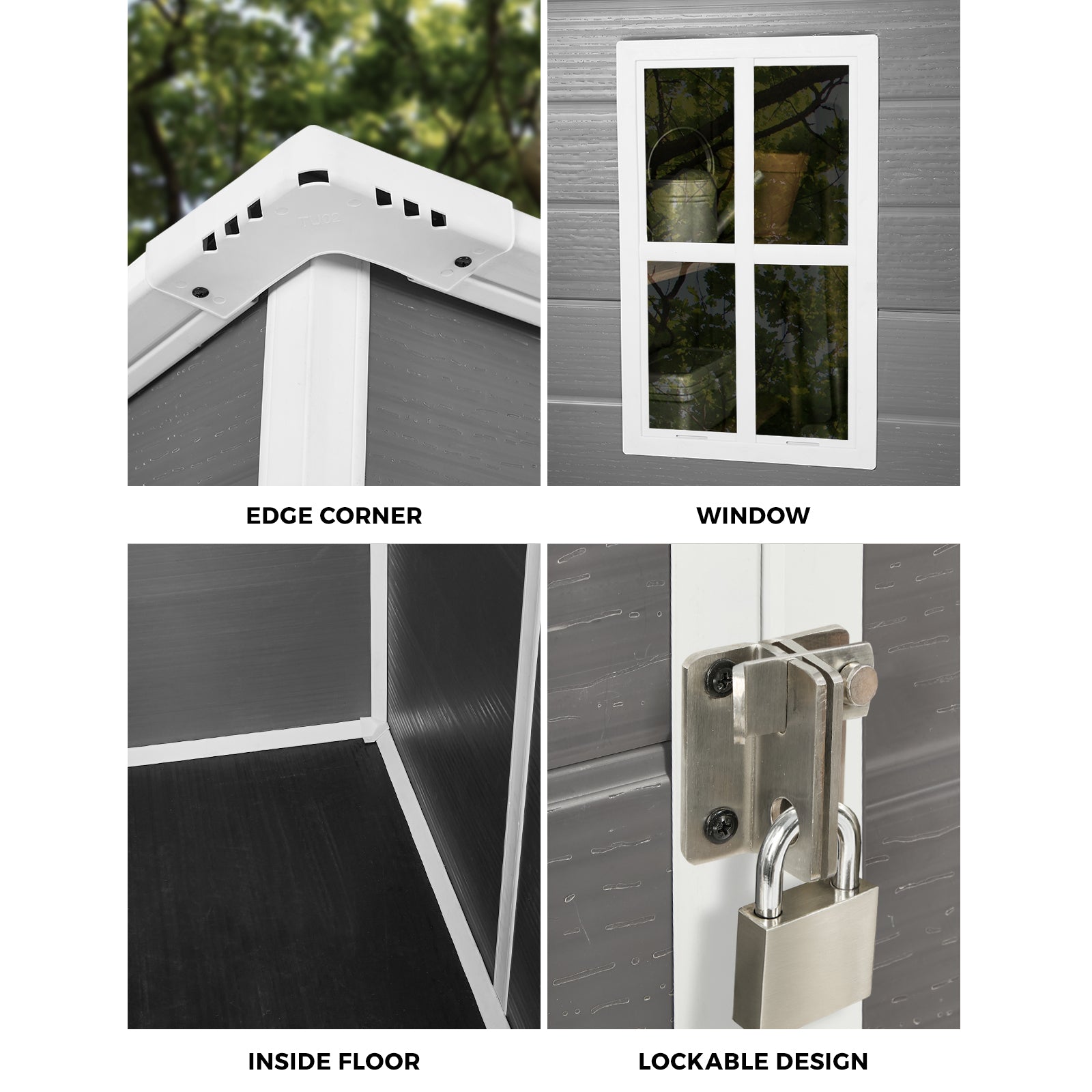 Livsip Garden Shed Outdoor Storage 1.52x1M Workshop Tool House Shelter Grey - Sunyee