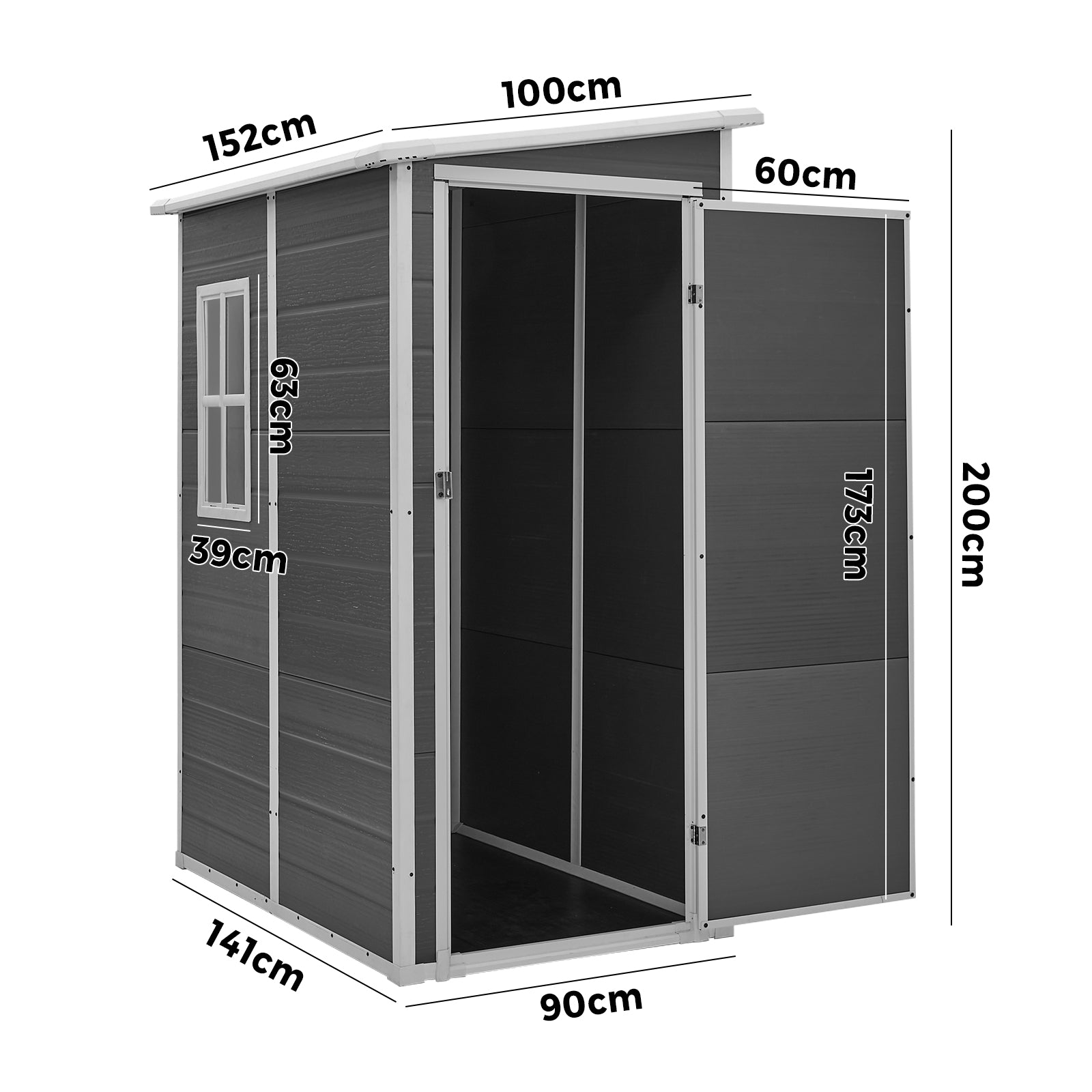 Livsip Garden Shed Outdoor Storage 1.52x1M Workshop Tool House Shelter Grey - Sunyee