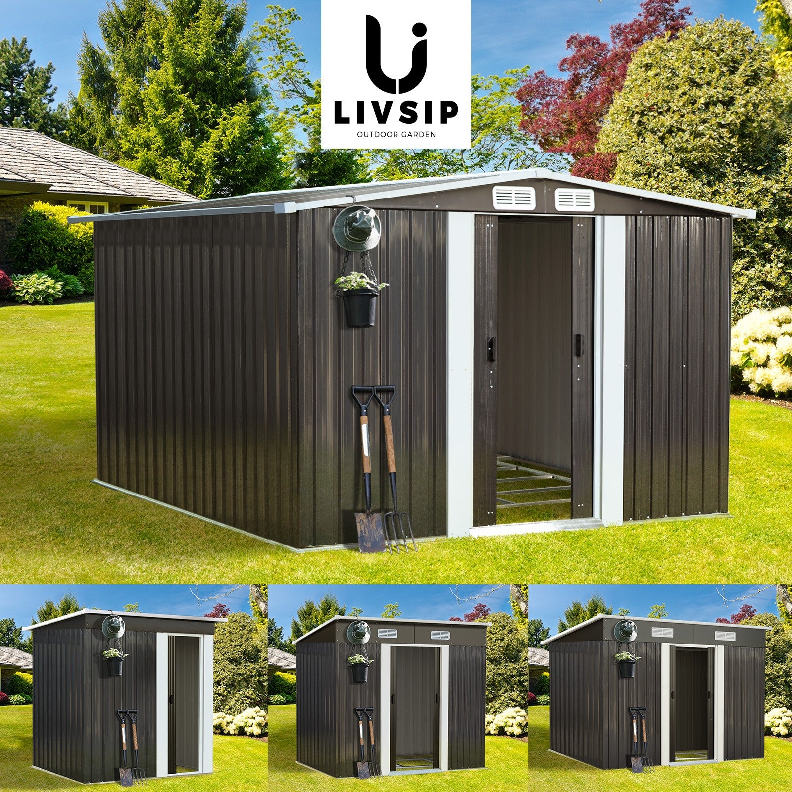 Livsip Garden Shed Sheds Outdoor Storage Workshop Cabin Garden Base Tool House - Sunyee