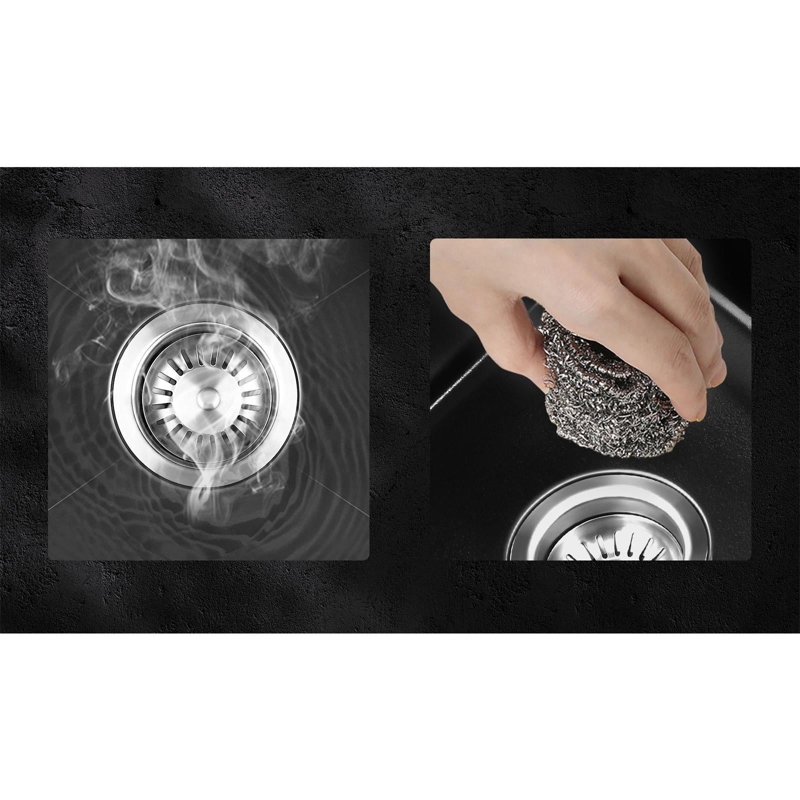 Welba Kitchen Sink 38x38cm Granite Stone Sink Laundry Basin Single Bowl Black - Sunyee