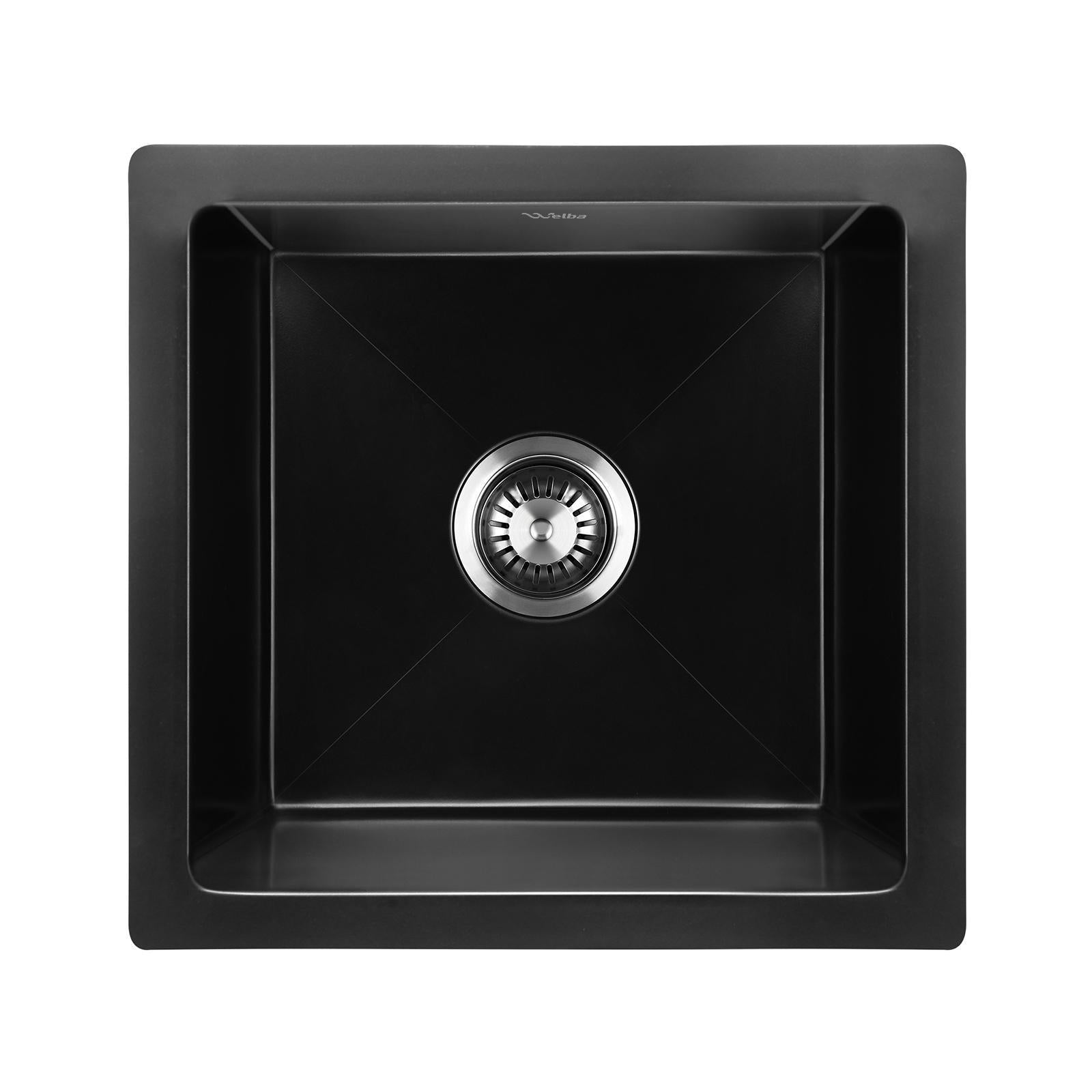 Welba Kitchen Sink 38x38cm Granite Stone Sink Laundry Basin Single Bowl Black - Sunyee