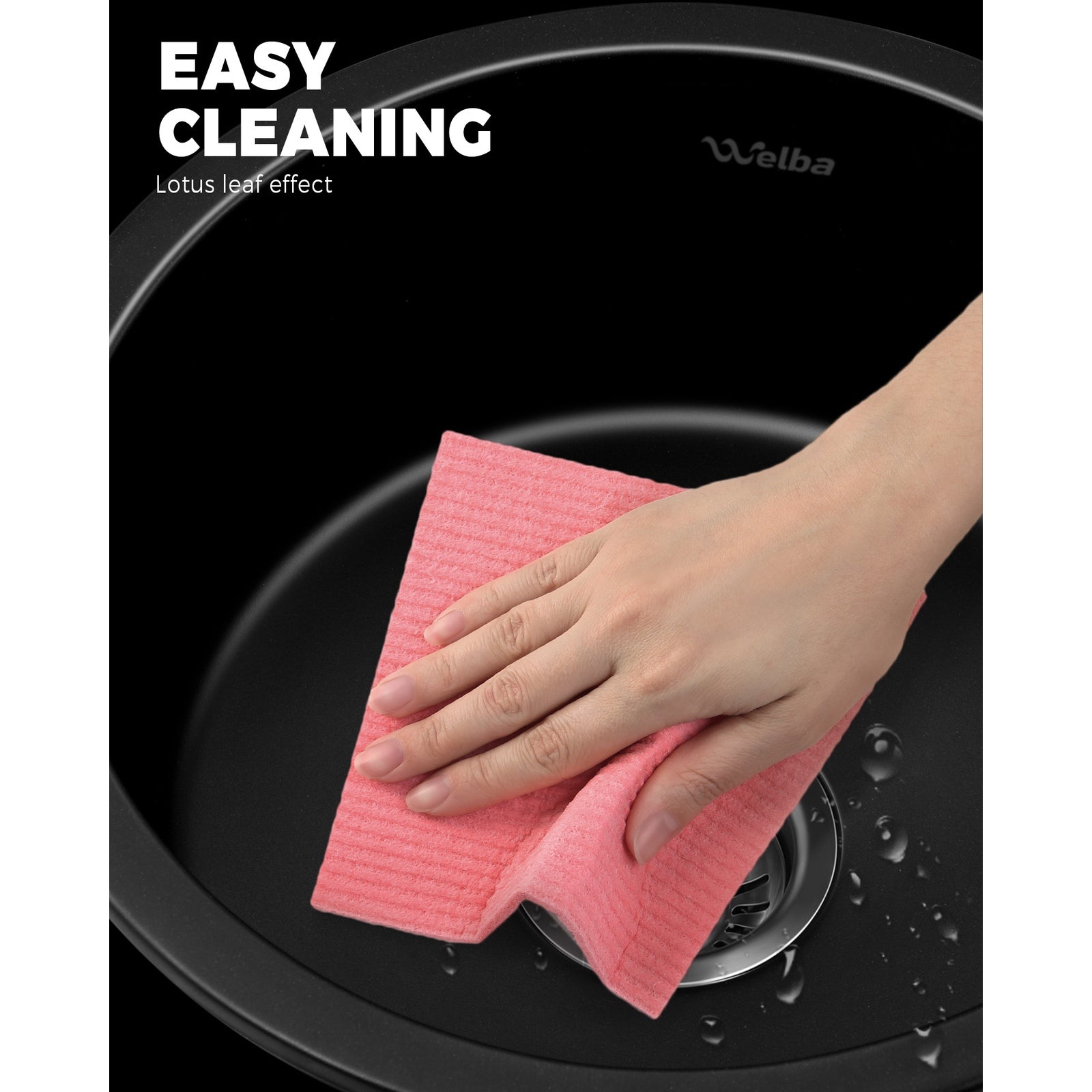 Welba Kitchen Granite Sink Stone Bathroom Basin Sink Single Bowl Under/Top Mount - Sunyee