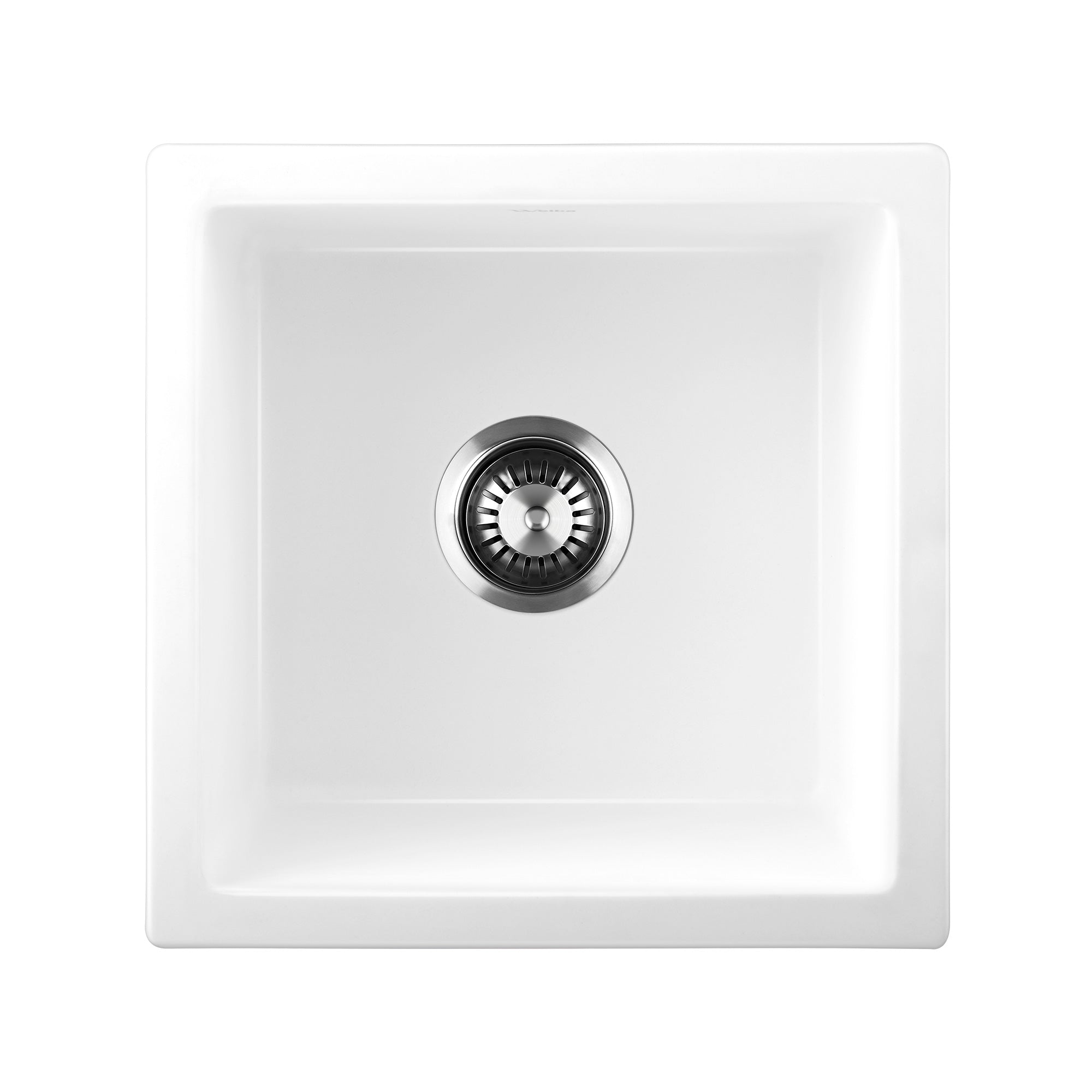 Welba Kitchen Sink Stone Sink Granite Laundry Basin Single Bowl 45cmx45cm White - Sunyee