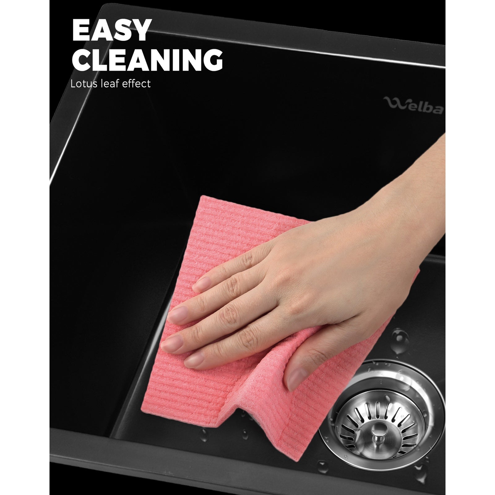 Welba Granite Stone Kitchen Bathroom Laundry Sink Under/Top Mount Single Bowl - Sunyee