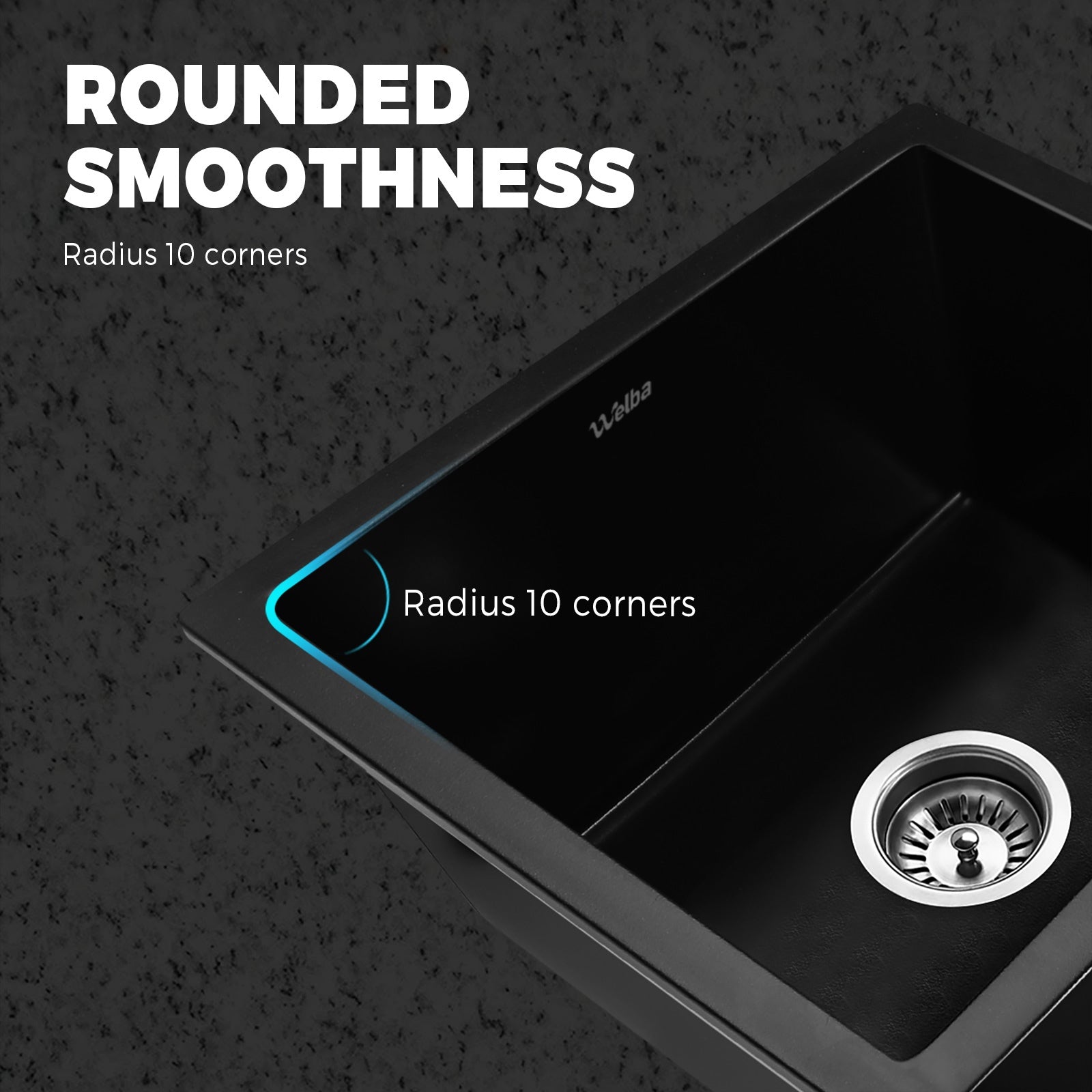 Welba Granite Stone Kitchen Bathroom Laundry Sink Under/Top Mount Single Bowl - Sunyee