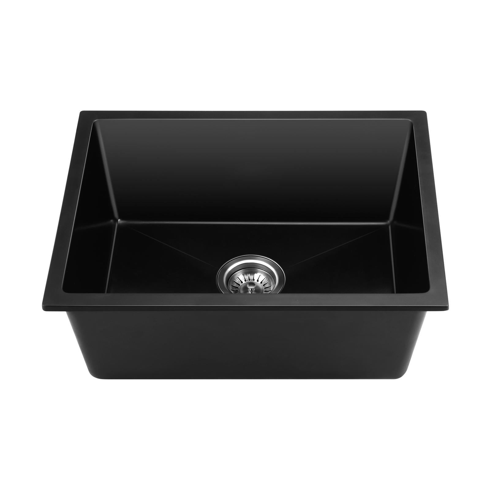 Welba Kitchen Sink 55x45cm Granite Stone Sink Laundry Basin Single Bowl Black - Sunyee