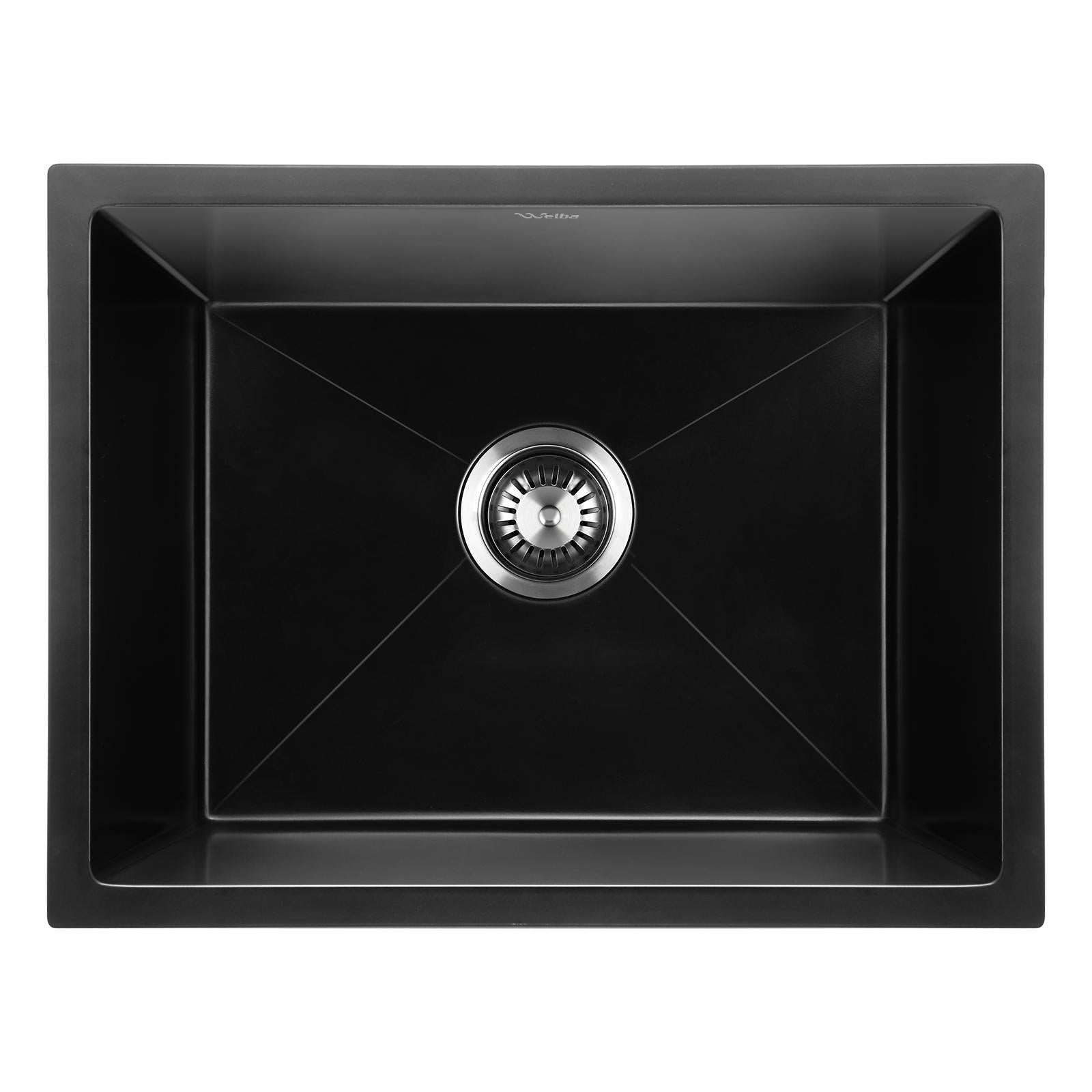 Welba Kitchen Sink 55x45cm Granite Stone Sink Laundry Basin Single Bowl Black - Sunyee