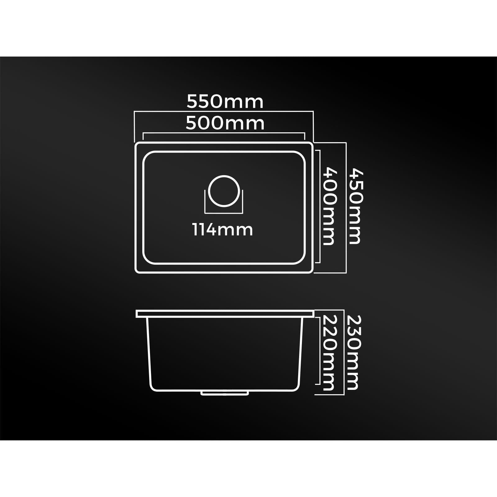 Welba Kitchen Sink 55x45cm Granite Stone Sink Laundry Basin Single Bowl White - Sunyee