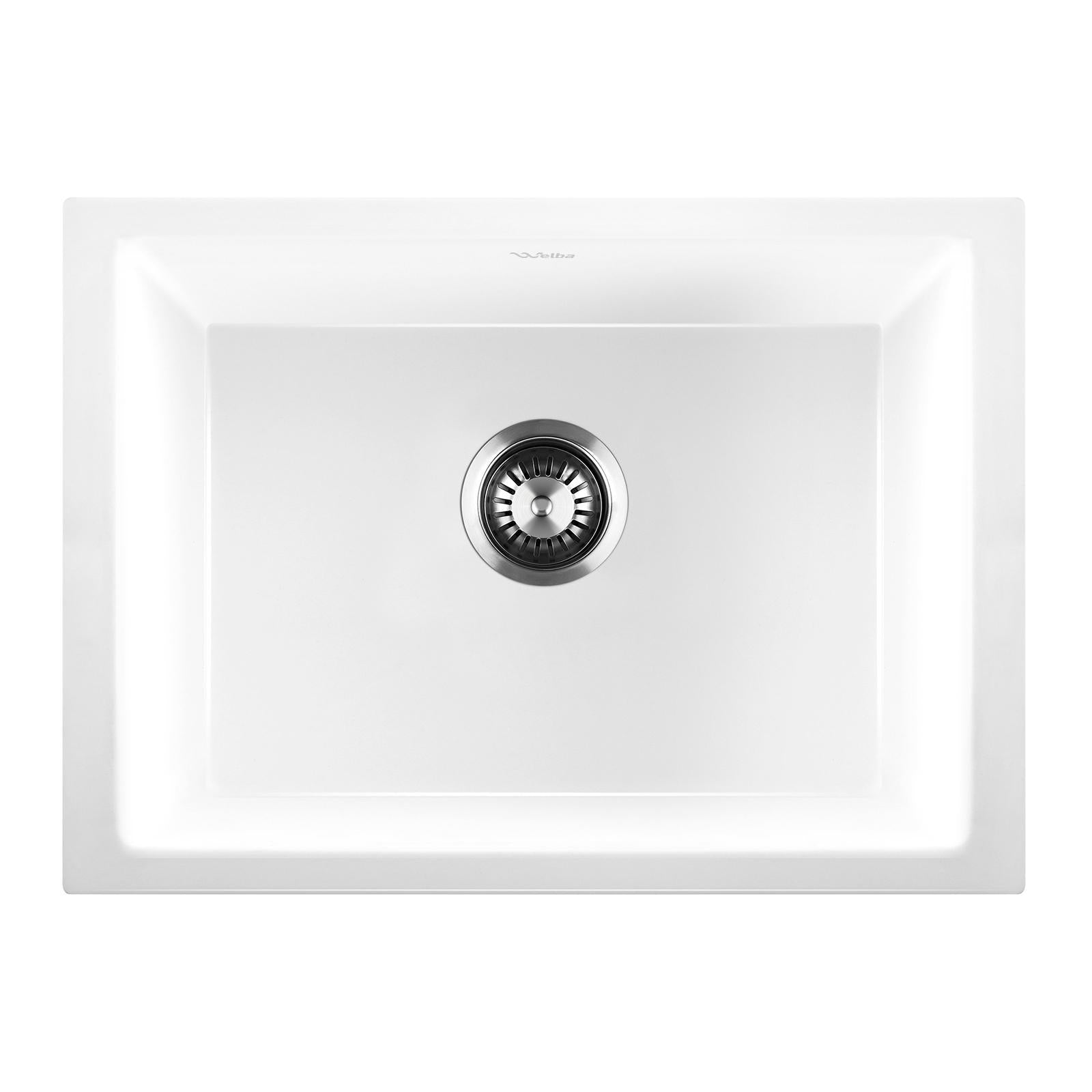 Welba Kitchen Sink 55x45cm Granite Stone Sink Laundry Basin Single Bowl White - Sunyee