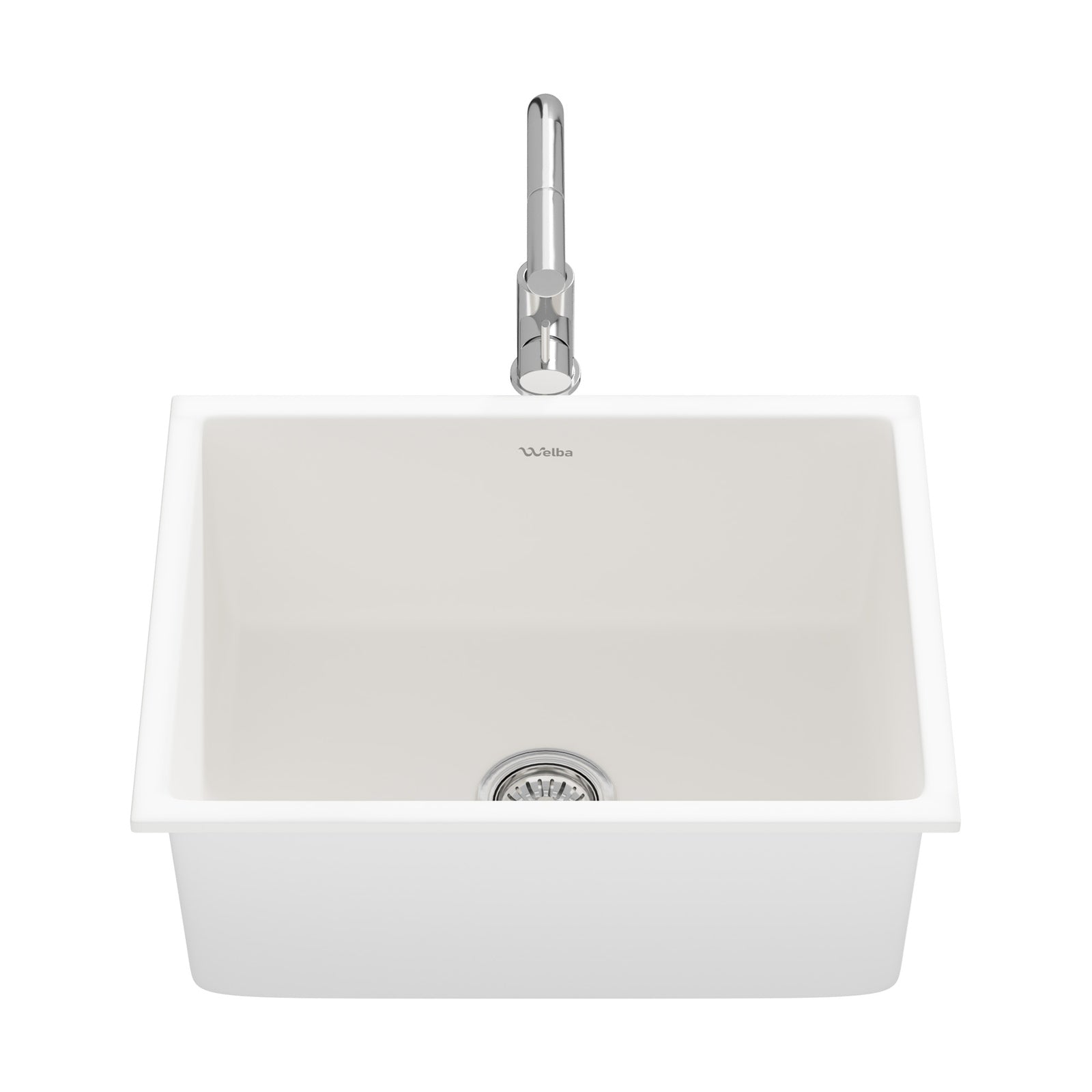 Welba Kitchen Sink with Mixer Tap Faucet Basin Granite Stonk 59cmx45cm Black - Sunyee