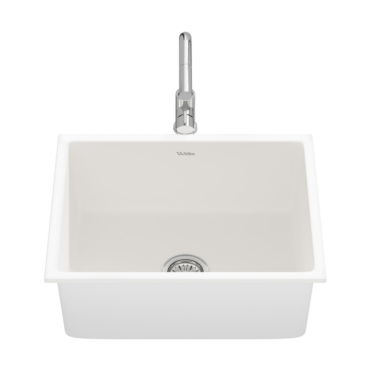 Welba Kitchen Sink with Mixer Tap Faucet Basin Granite Stonk 59cmx45cm Black - Sunyee
