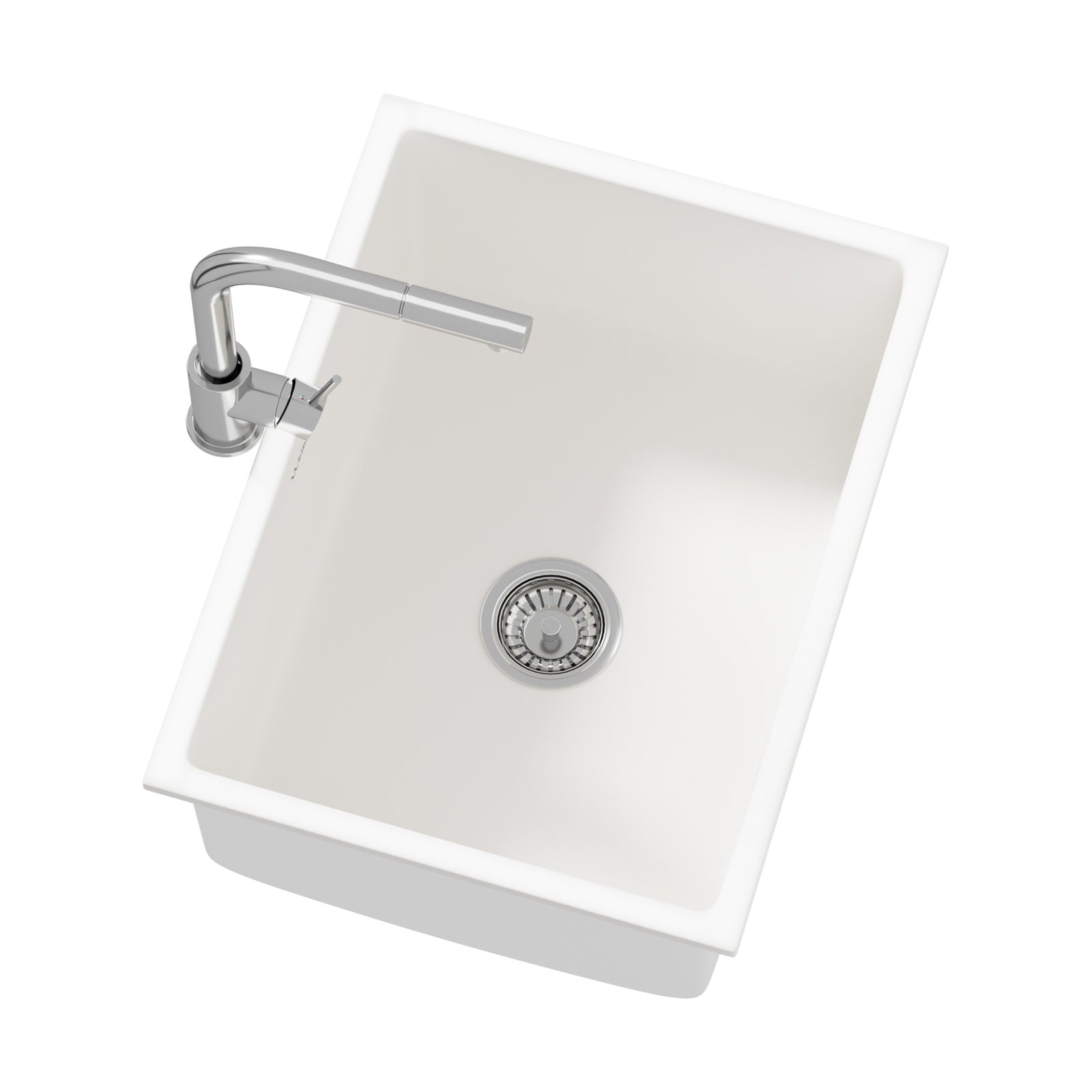 Welba Kitchen Sink with Mixer Tap Faucet Basin Granite Stonk 59cmx45cm Black - Sunyee