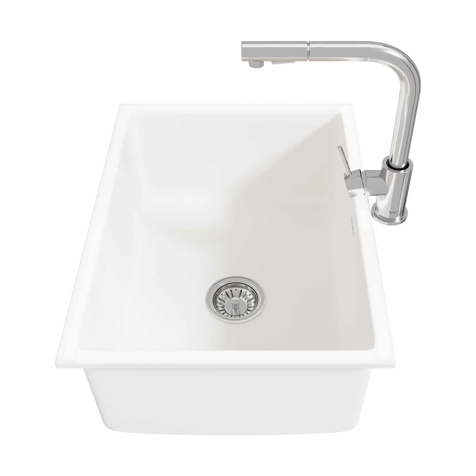 Welba Kitchen Sink with Mixer Tap Faucet Basin Granite Stonk 59cmx45cm Black - Sunyee