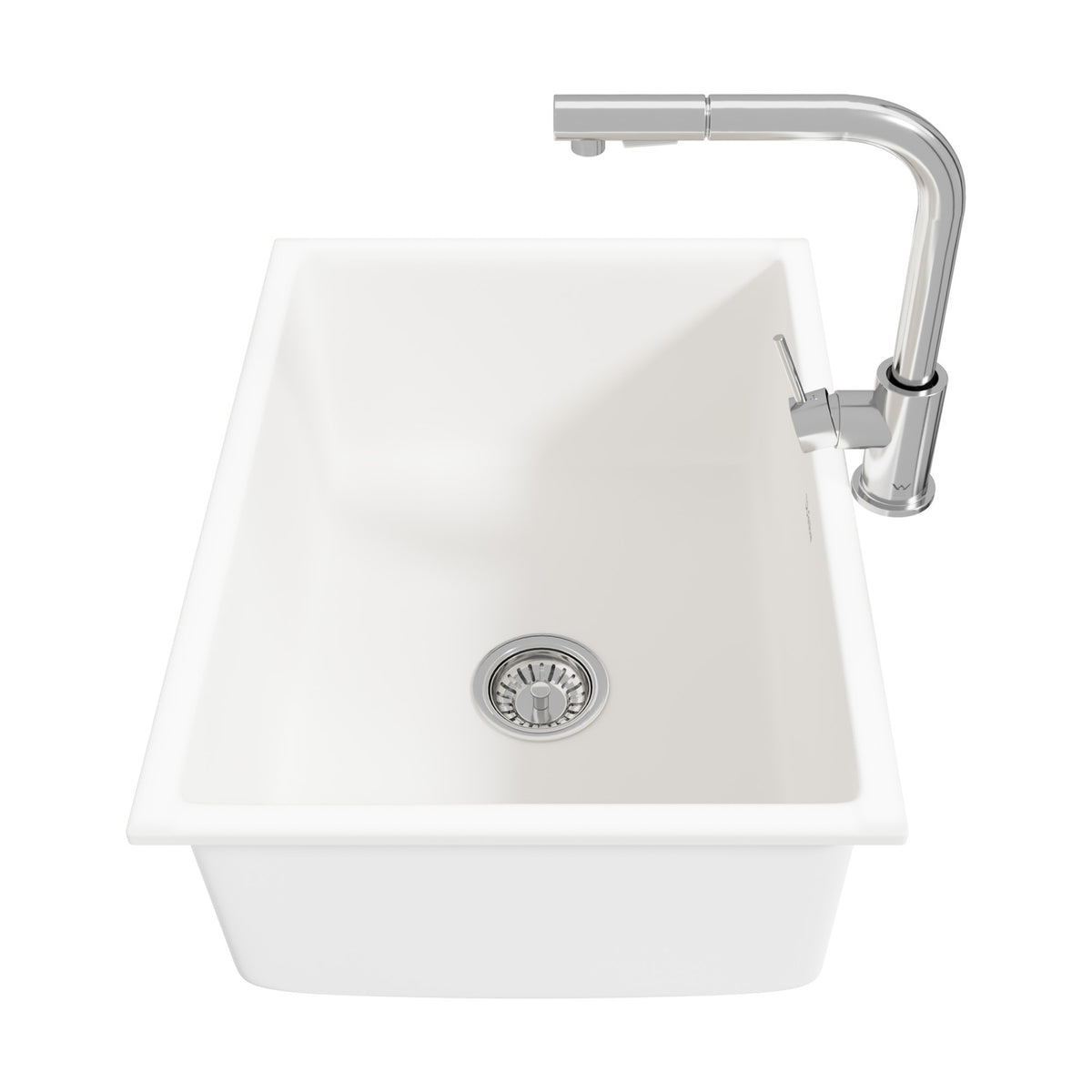 Welba Kitchen Sink with Mixer Tap Faucet Basin Granite Stonk 59cmx45cm Black - Sunyee