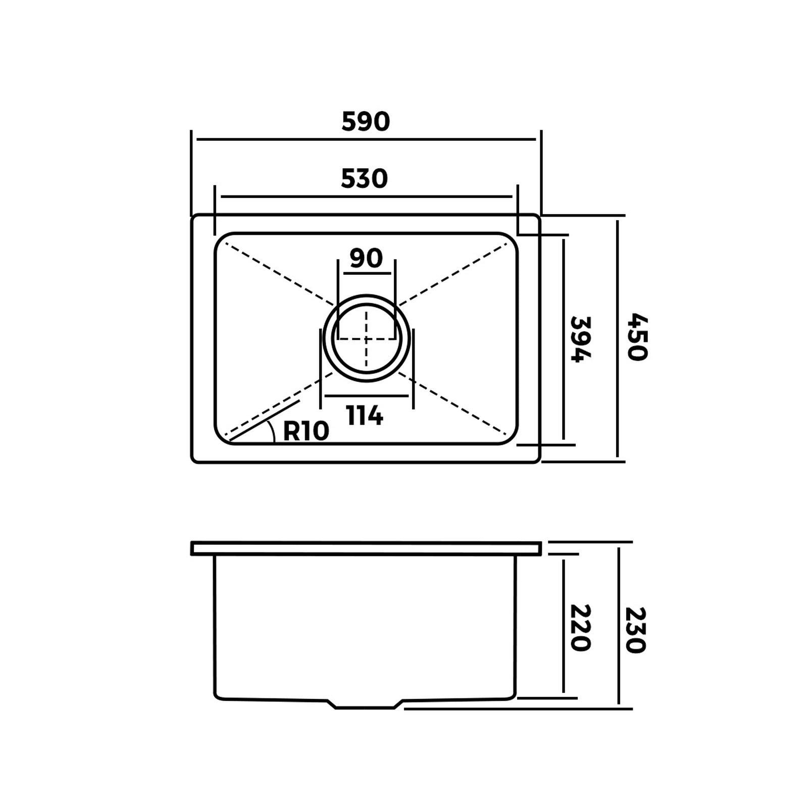 Welba Kitchen Sink with Mixer Tap Faucet Basin Granite Stonk 59cmx45cm Black - Sunyee