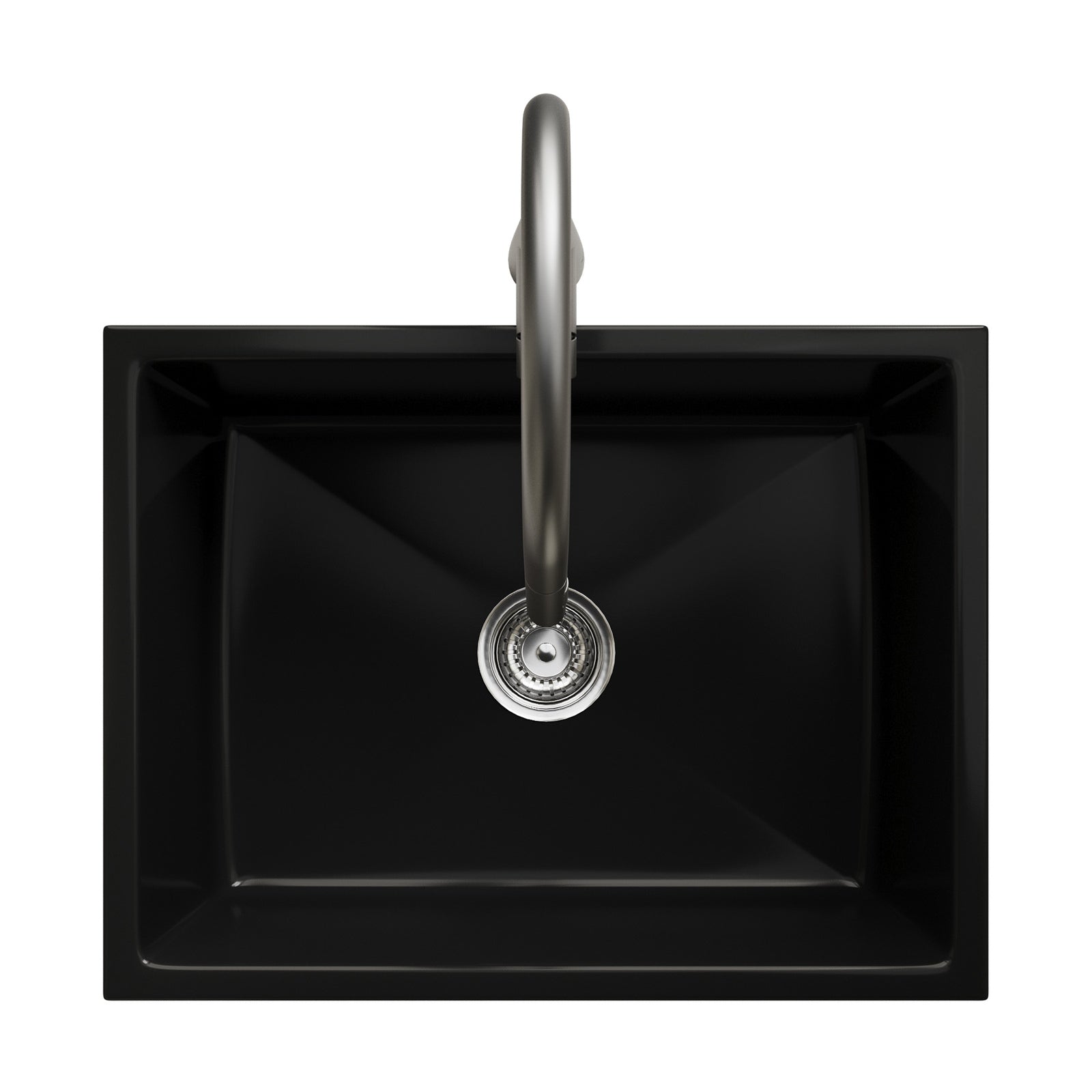 Welba Kitchen Sink with Mixer Tap 59cmx45cm Granite Stonk Single Bowl Black - Sunyee