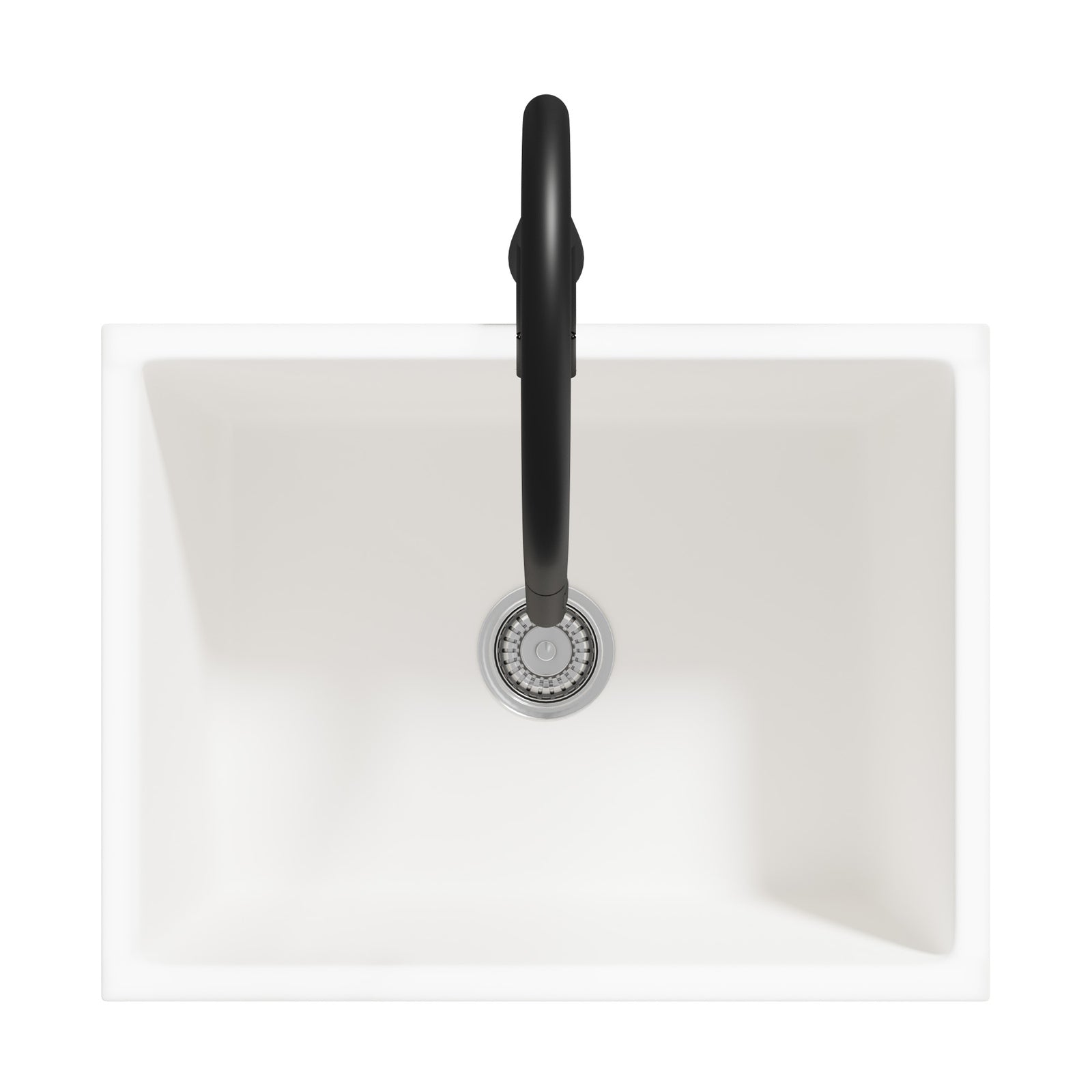 Welba Kitchen Sink Basin Granite Stonk with Mixer Tap Faucet 59cmx45cm White - Sunyee