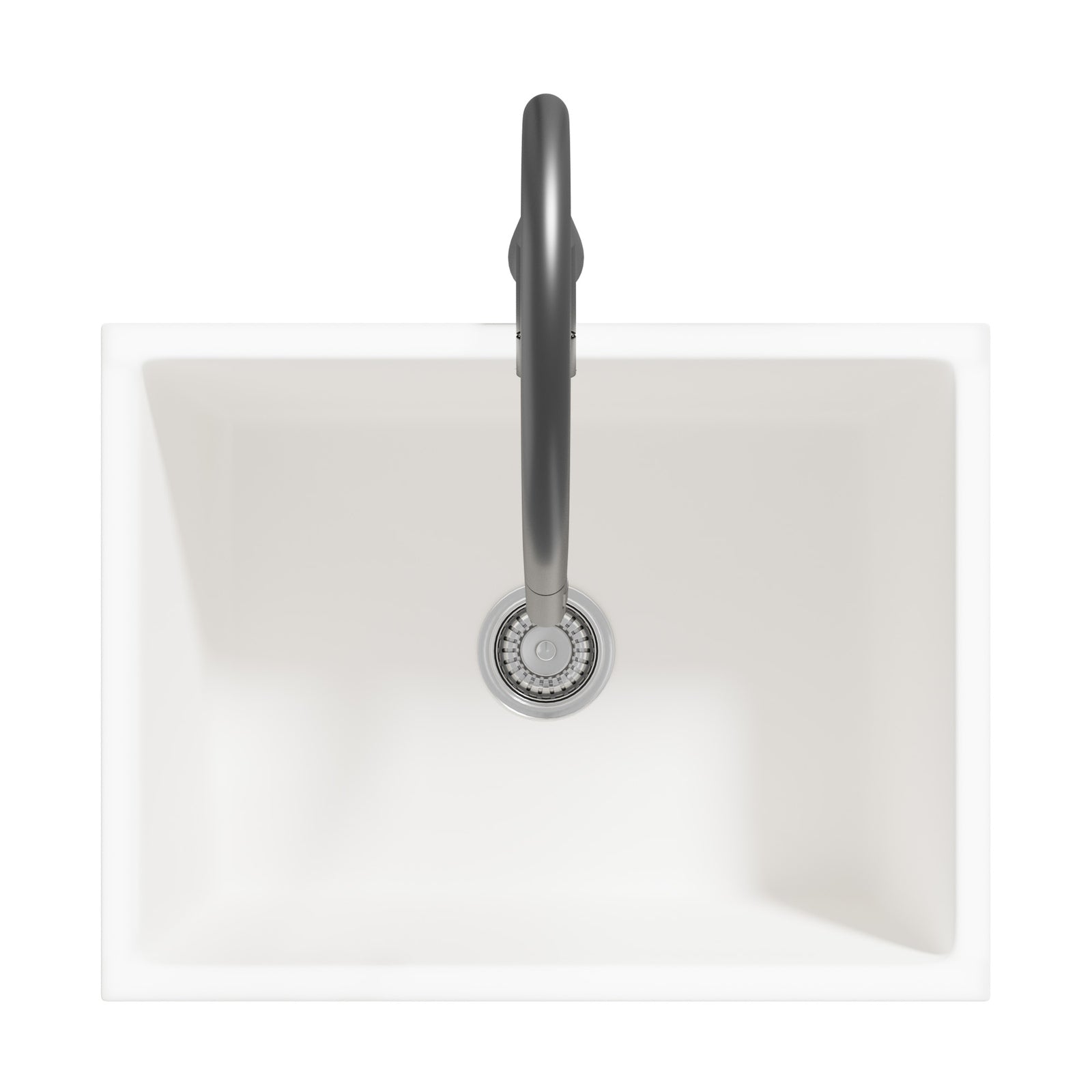 Welba Kitchen Sink with Mixer Tap 59cmx45cm Granite Stonk Single Bowl White - Sunyee