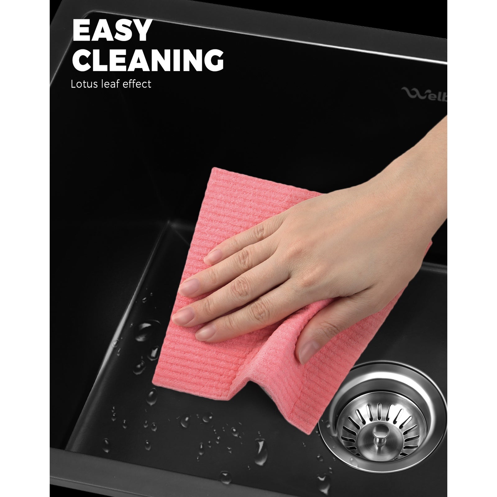 Welba Stone Granite Kitchen Sink Bathroom Basin Sink Under/Top Mount Single Bowl - Sunyee