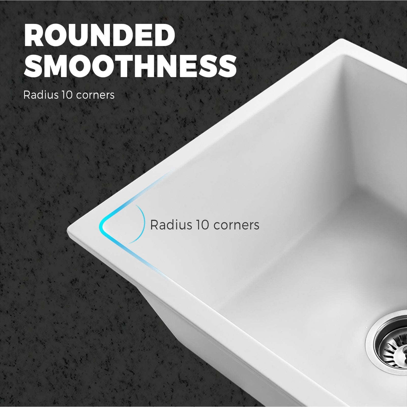 Welba Stone Granite Kitchen Sink Bathroom Basin Sink Under/Top Mount Single Bowl - Sunyee