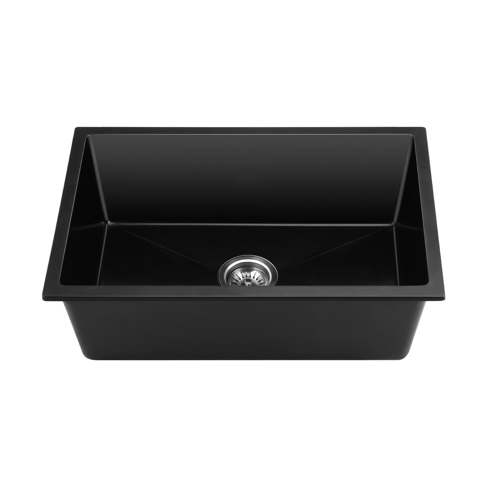Welba Kitchen Sink 70x45cm Granite Stone Sink Laundry Basin Single Bowl Black - Sunyee