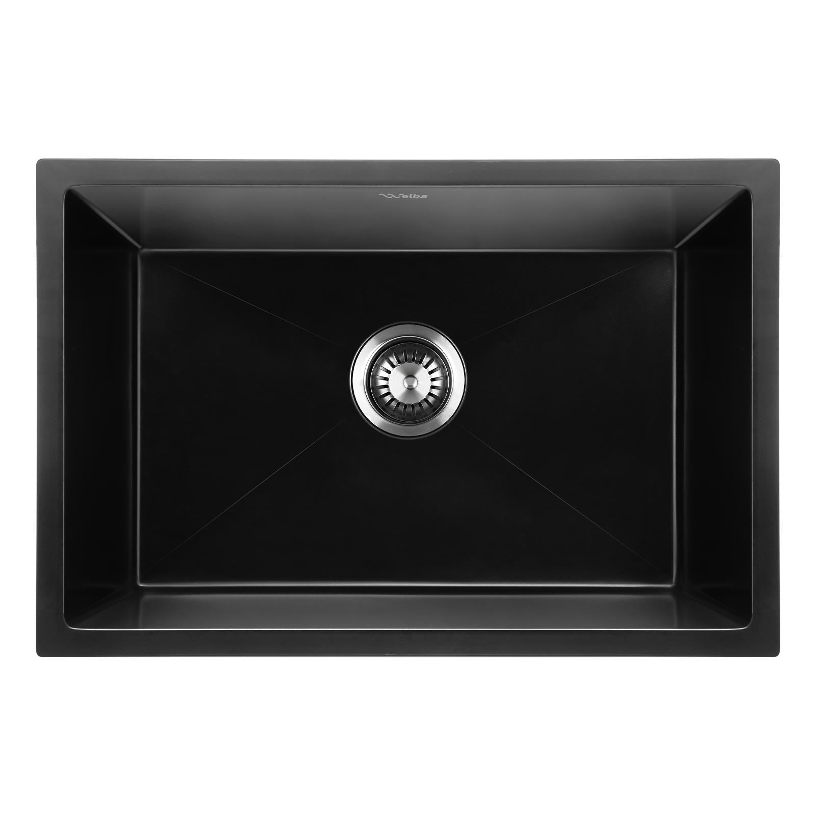 Welba Kitchen Sink 70x45cm Granite Stone Sink Laundry Basin Single Bowl Black - Sunyee