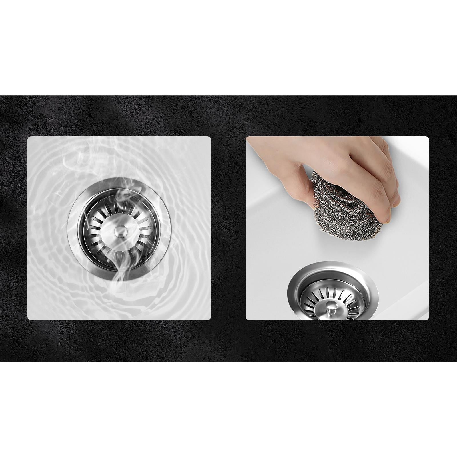 Welba Kitchen Sink 70x45cm Granite Stone Sink Laundry Basin Single Bowl White - Sunyee