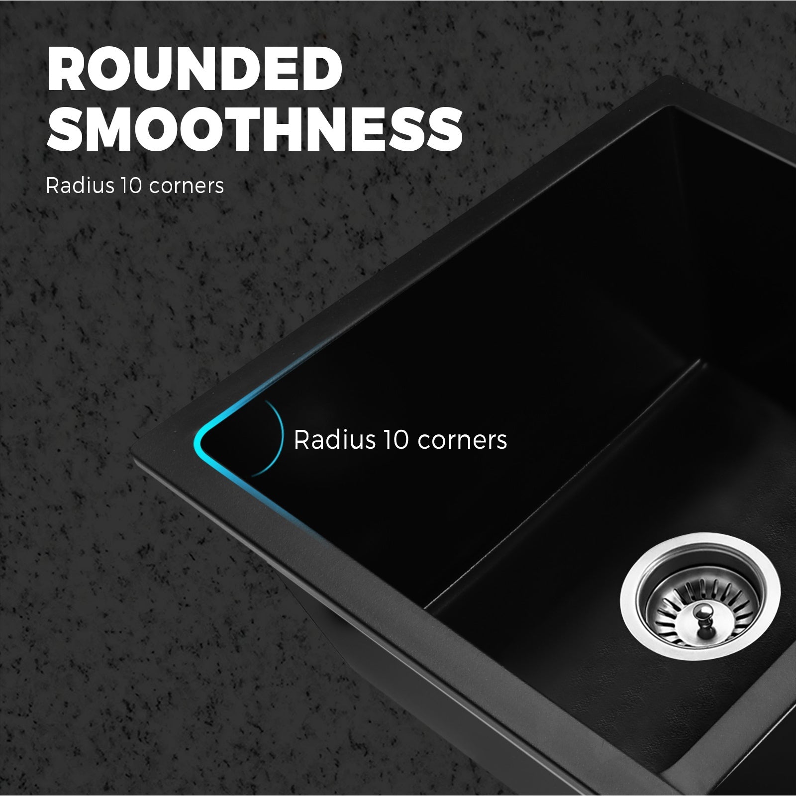 Welba Stone Granite Kitchen Sink Bathroom Basin Sink Under/Top Mount Double Bowl - Sunyee