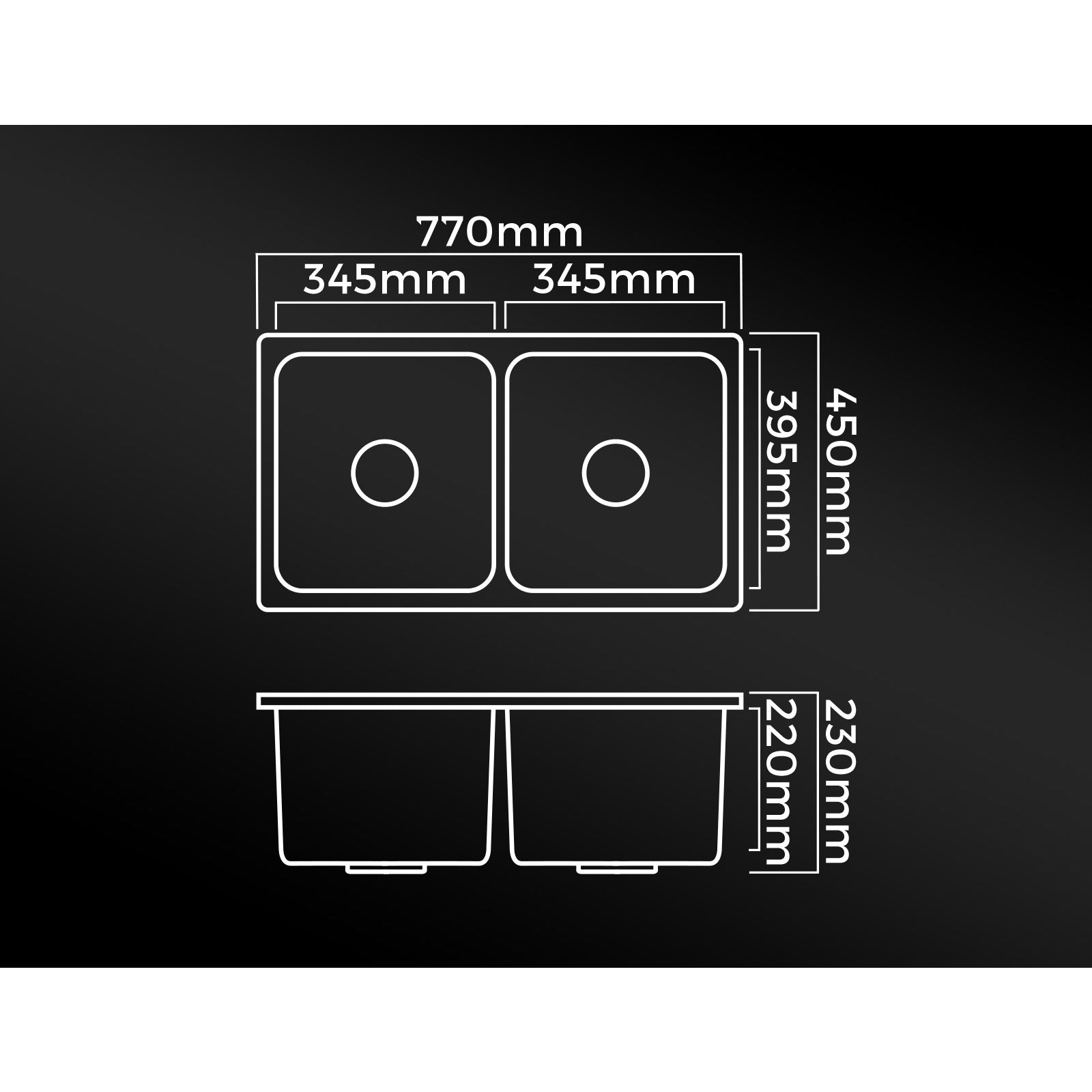 Welba Stone Granite Kitchen Sink Bathroom Basin Sink Under/Top Mount Double Bowl - Sunyee