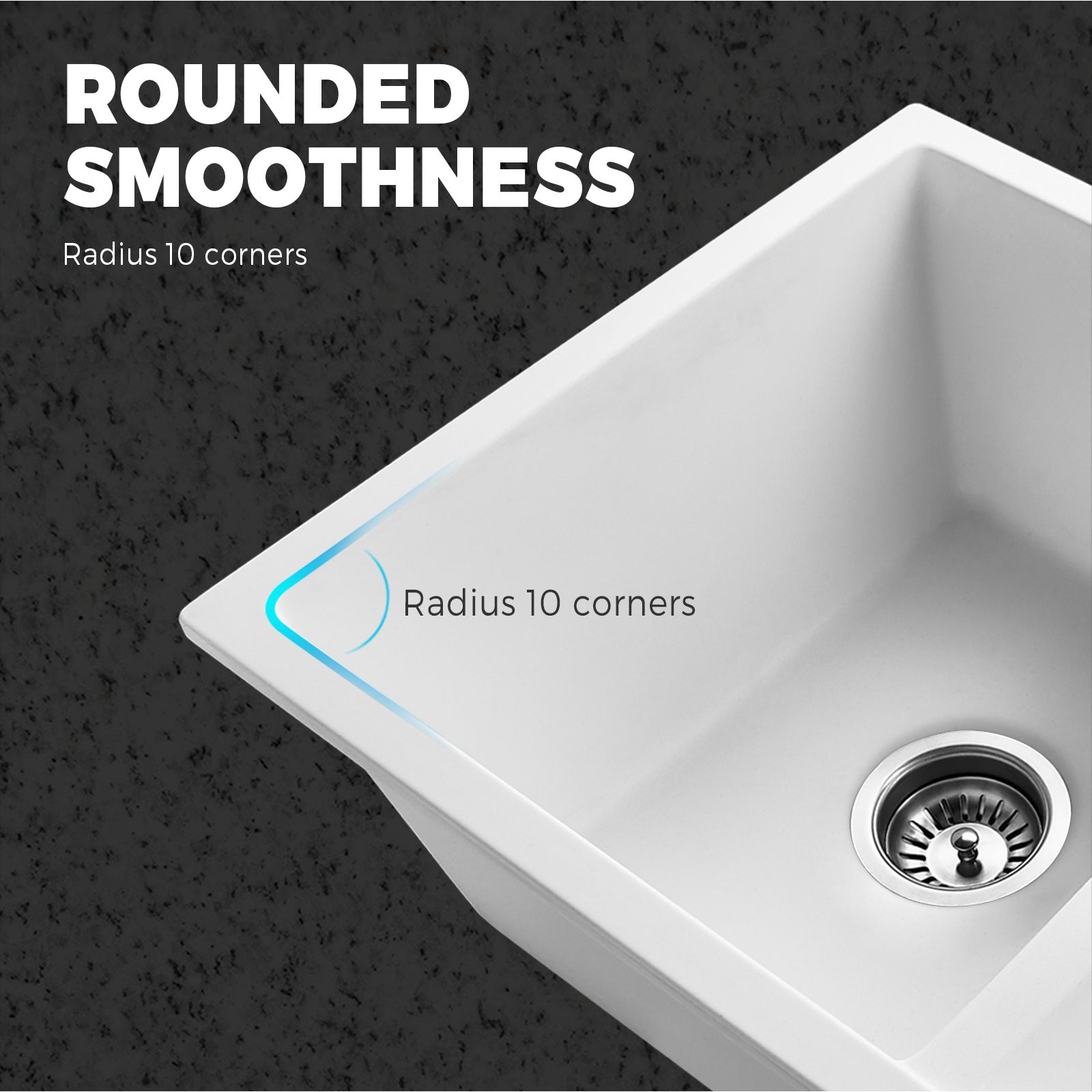 Welba Stone Granite Kitchen Sink Bathroom Basin Sink Under/Top Mount Double Bowl - Sunyee