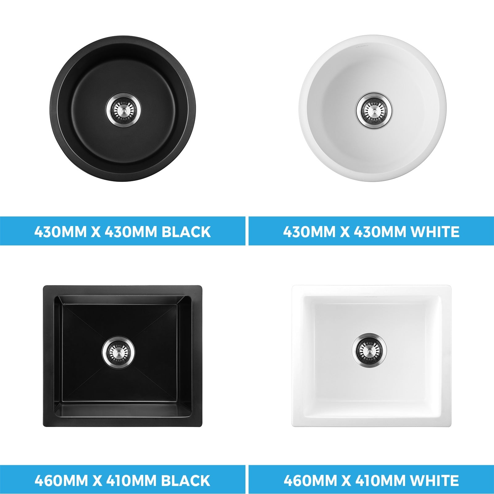 Welba Kitchen Sink Basin Stone Sink Bathroom Laundry Single Double Bowl - Sunyee