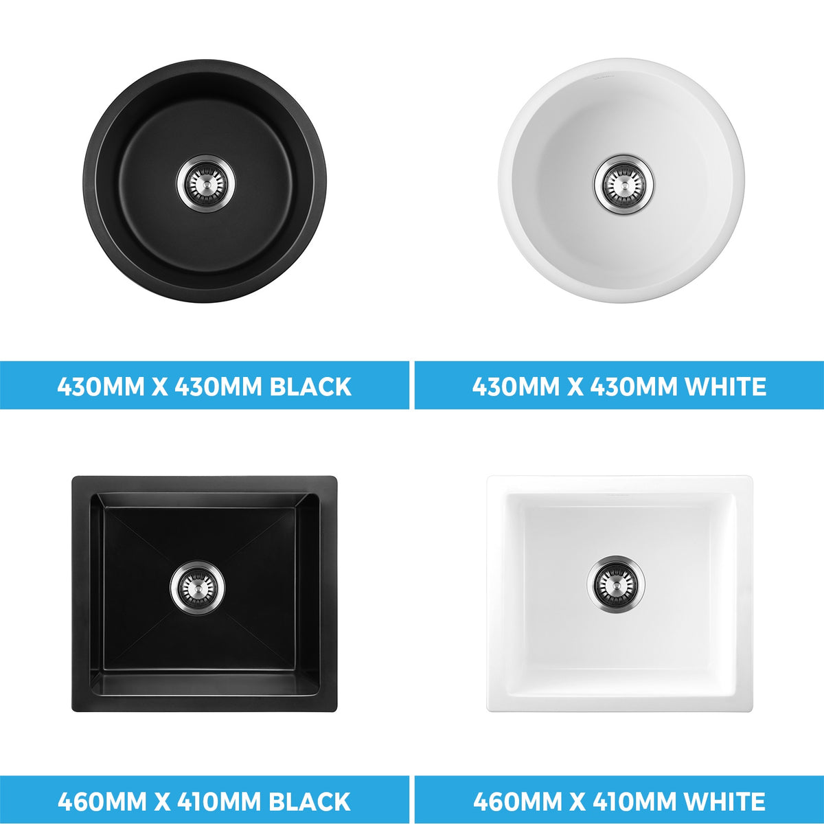 Welba Kitchen Sink Basin Stone Sink Bathroom Laundry Single Double Bowl - Sunyee