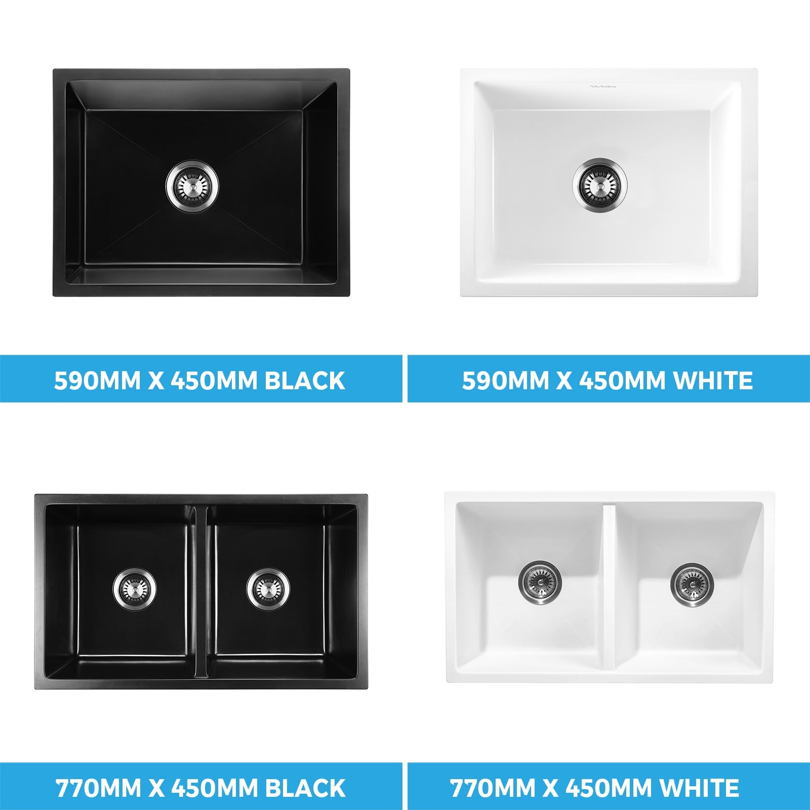 Welba Kitchen Sink Basin Stone Sink Bathroom Laundry Single Double Bowl - Sunyee