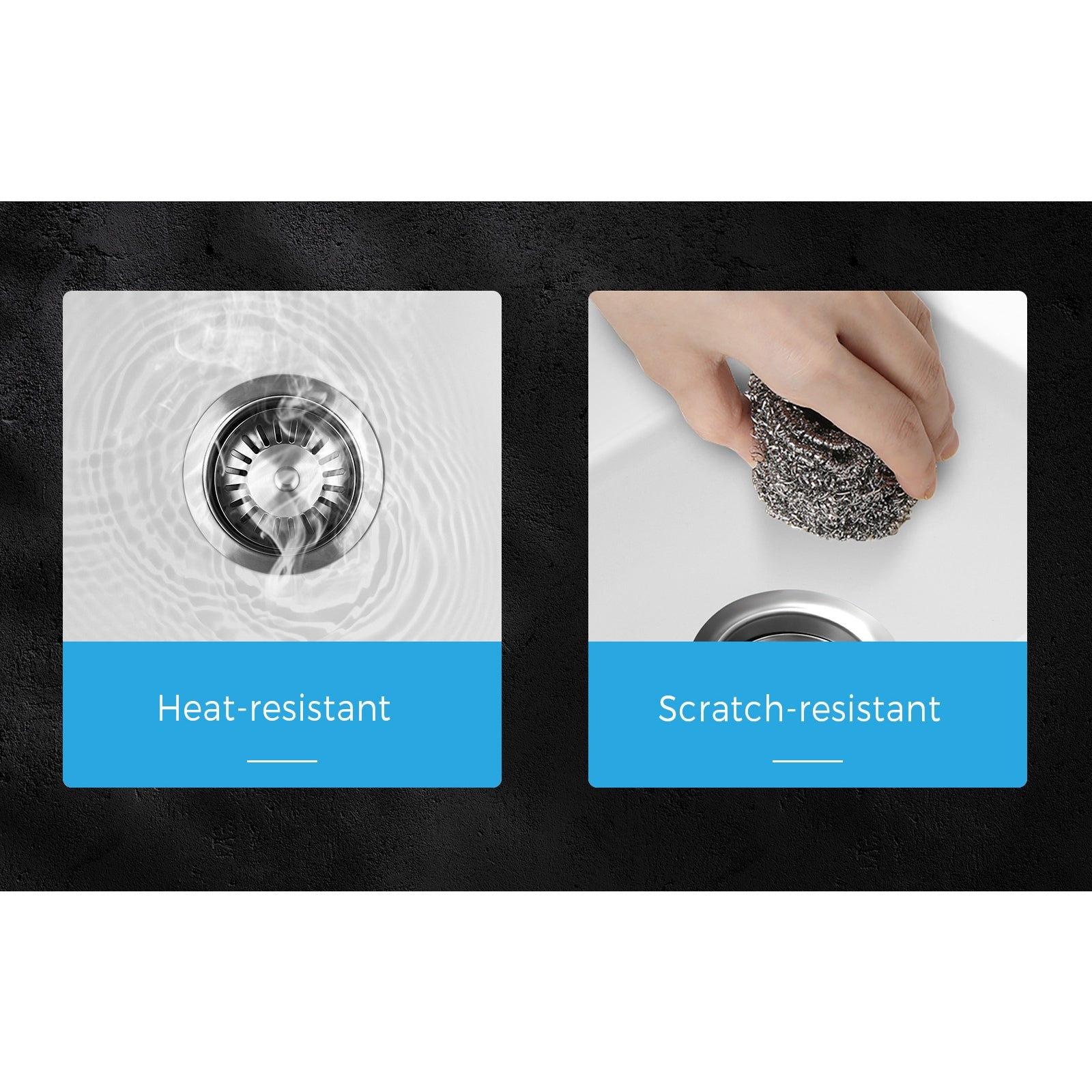 Welba Kitchen Sink Basin Stone Sink Bathroom Laundry Single Double Bowl - Sunyee