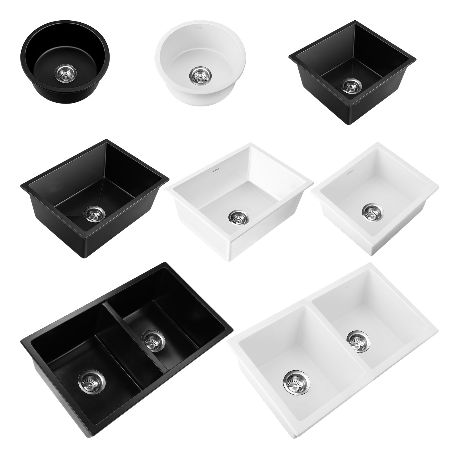 Welba Kitchen Sink Basin Stone Sink Bathroom Laundry Single Double Bowl - Sunyee