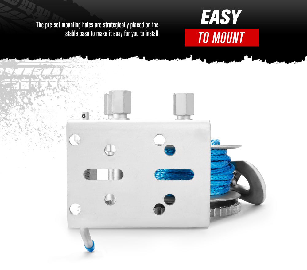 Hand Winch 2000KG/4410LBS 3 Speed Dyneema Synthetic Rope Boat Car Marine 10M - Sunyee